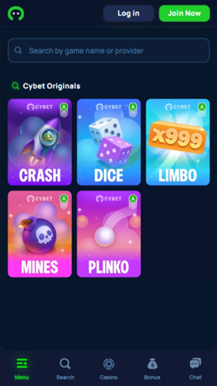 Try Cybet's own games in the Originals section.