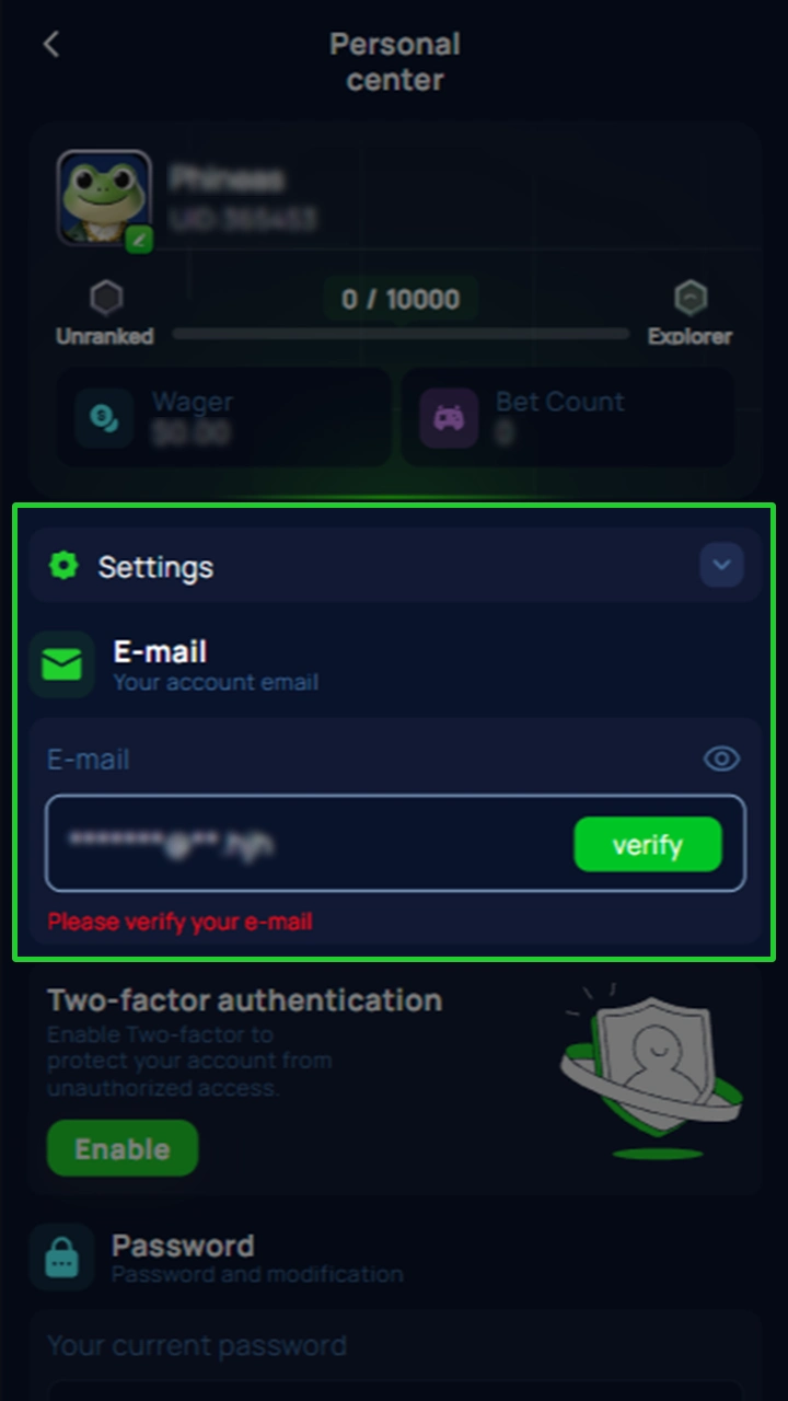 Complete the required account verification at Cybet.