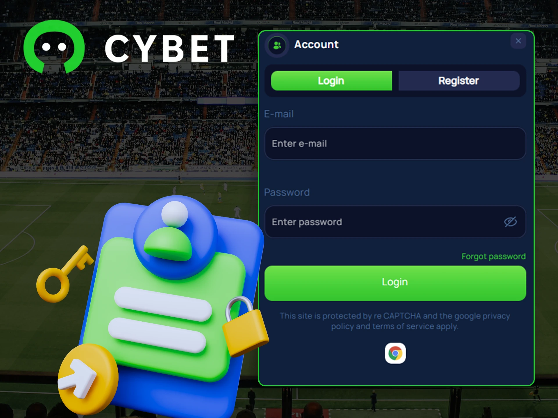 Log in to your account to place a winning bet at Cybet.