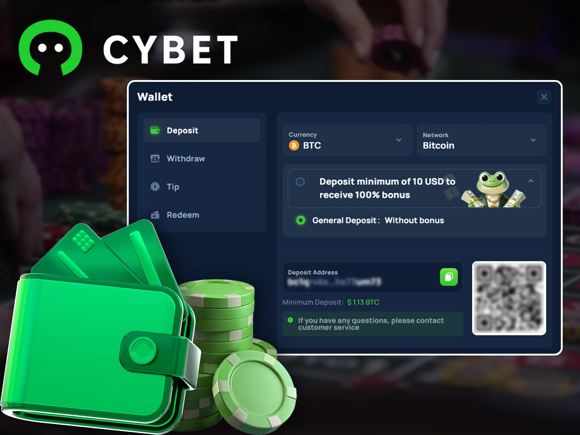 Fund your Cybet account to start betting.