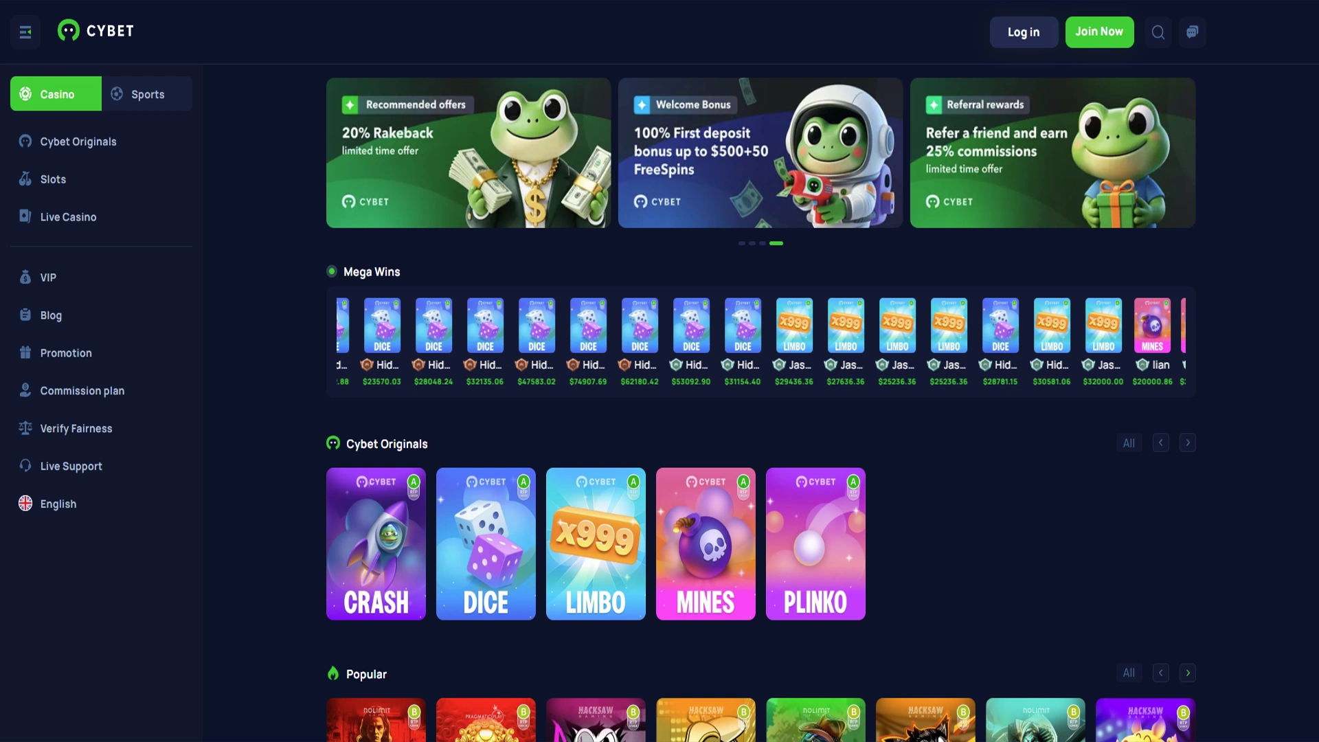 Get to know the Cybet home screen.