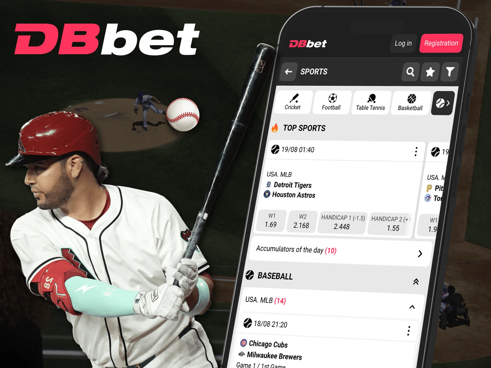 Follow baseball and place bets at DbBet.