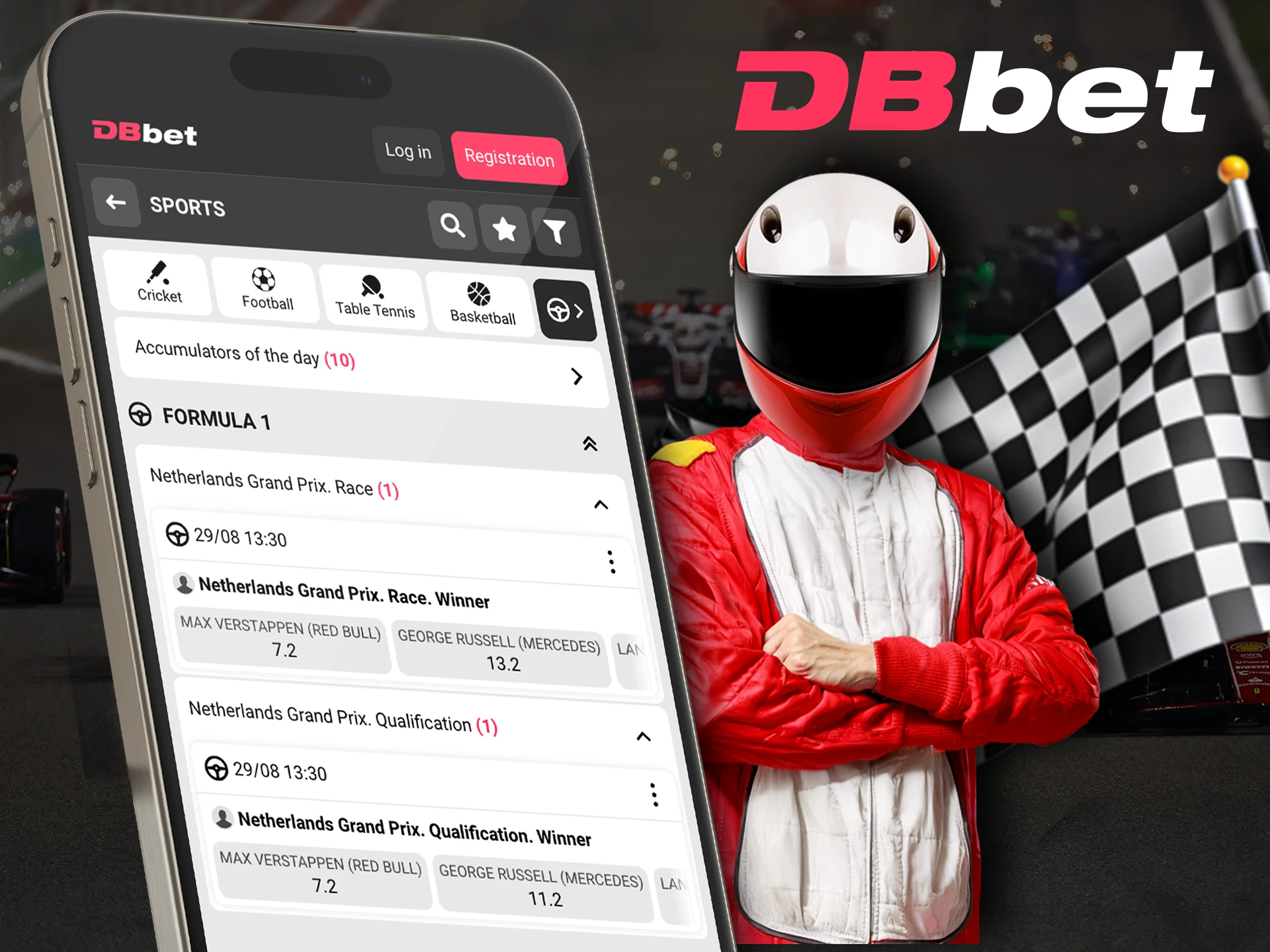 Choose your favourite in Formula 1 racing at DbBet.