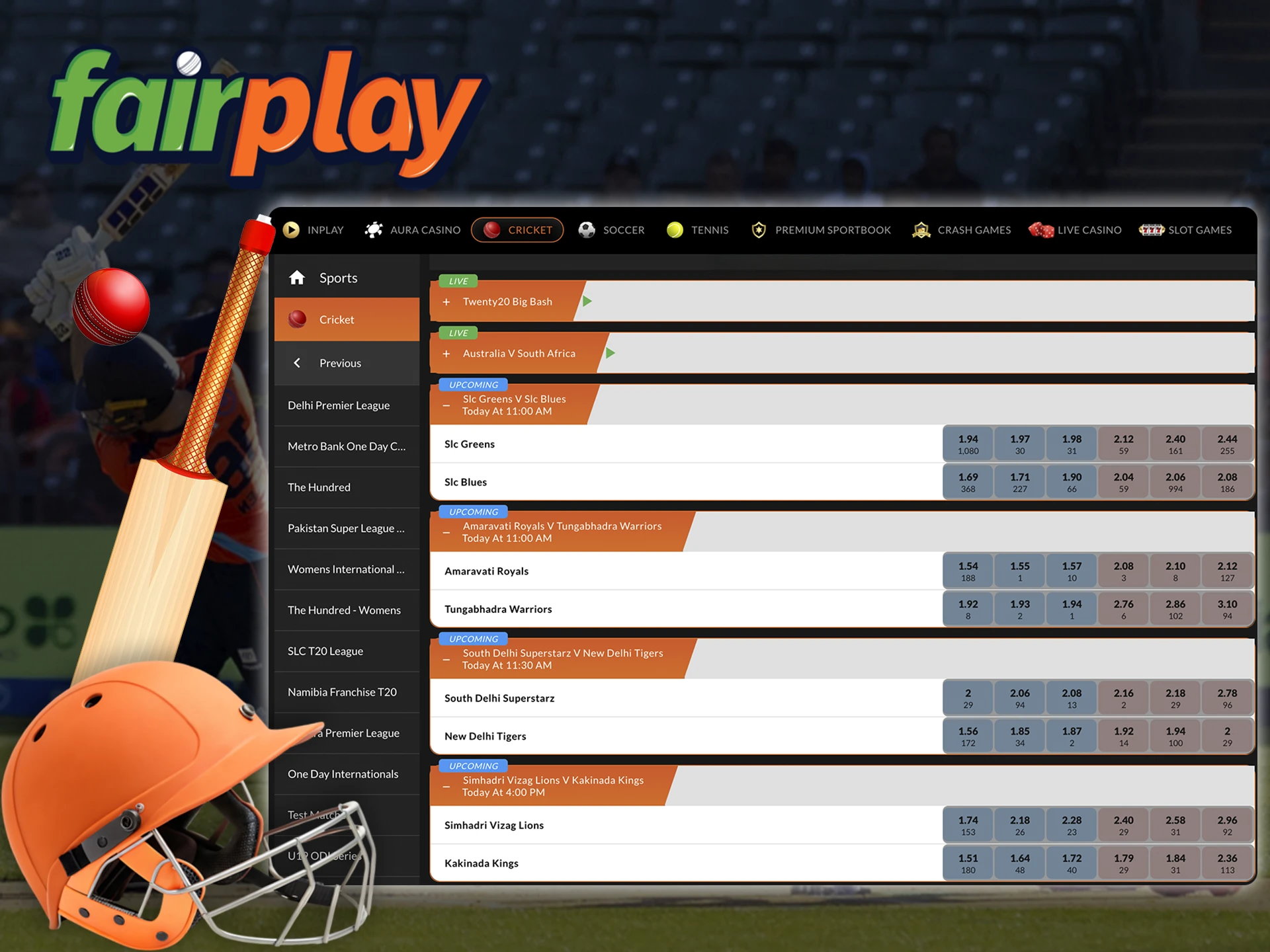 Choose your favourites for cricket betting at Fairplay.