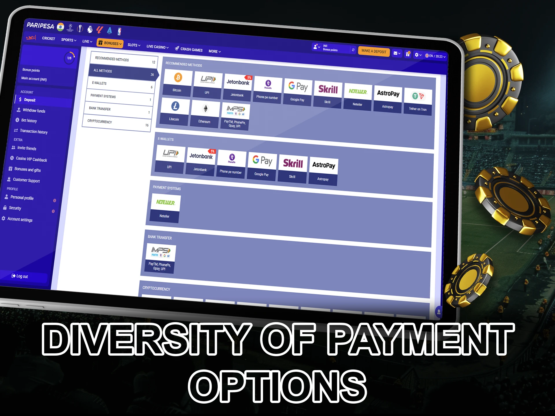 At the moment bookmakers offer a wide range of payment options.