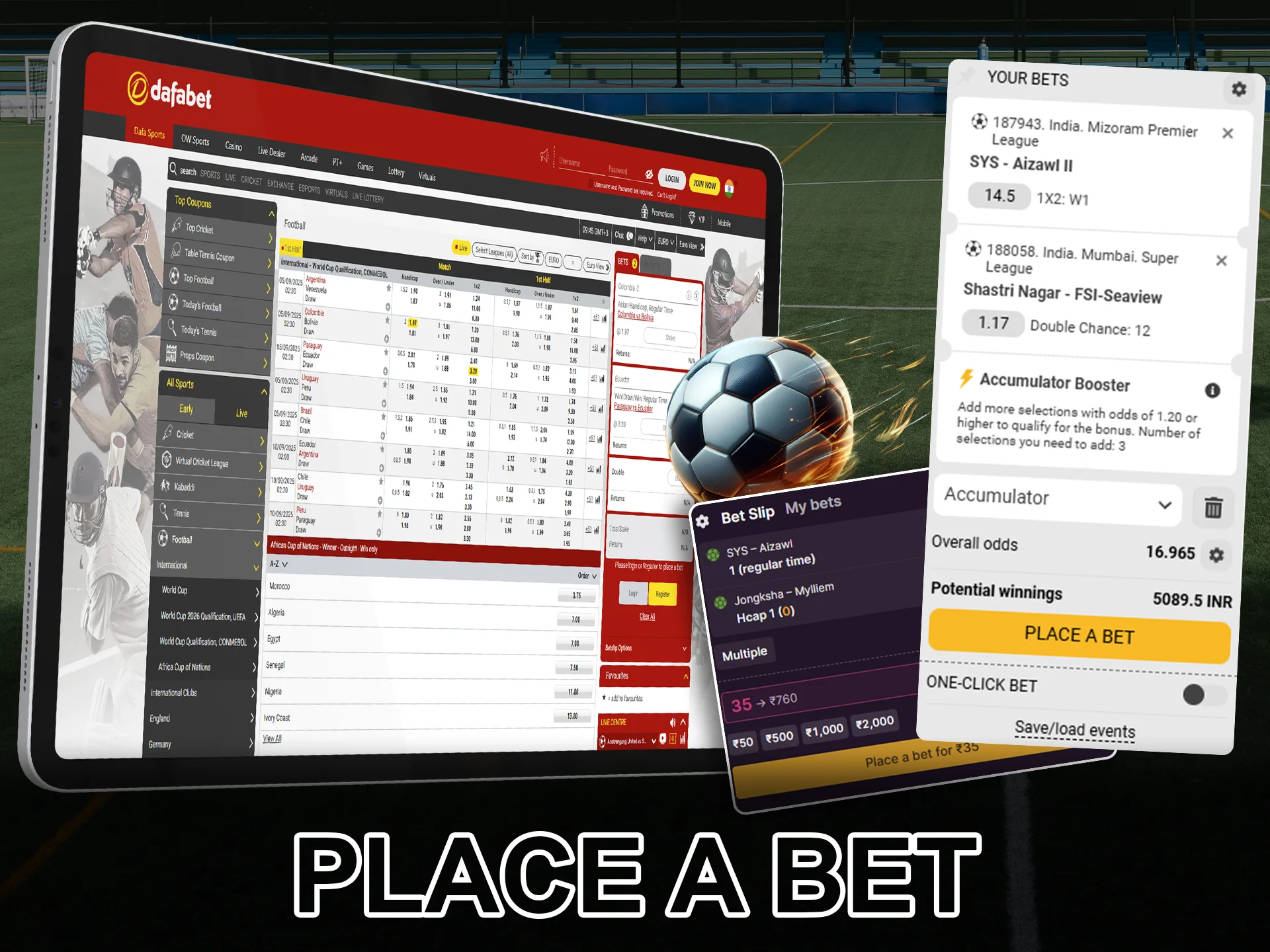 Confirm your selection and place a bet.