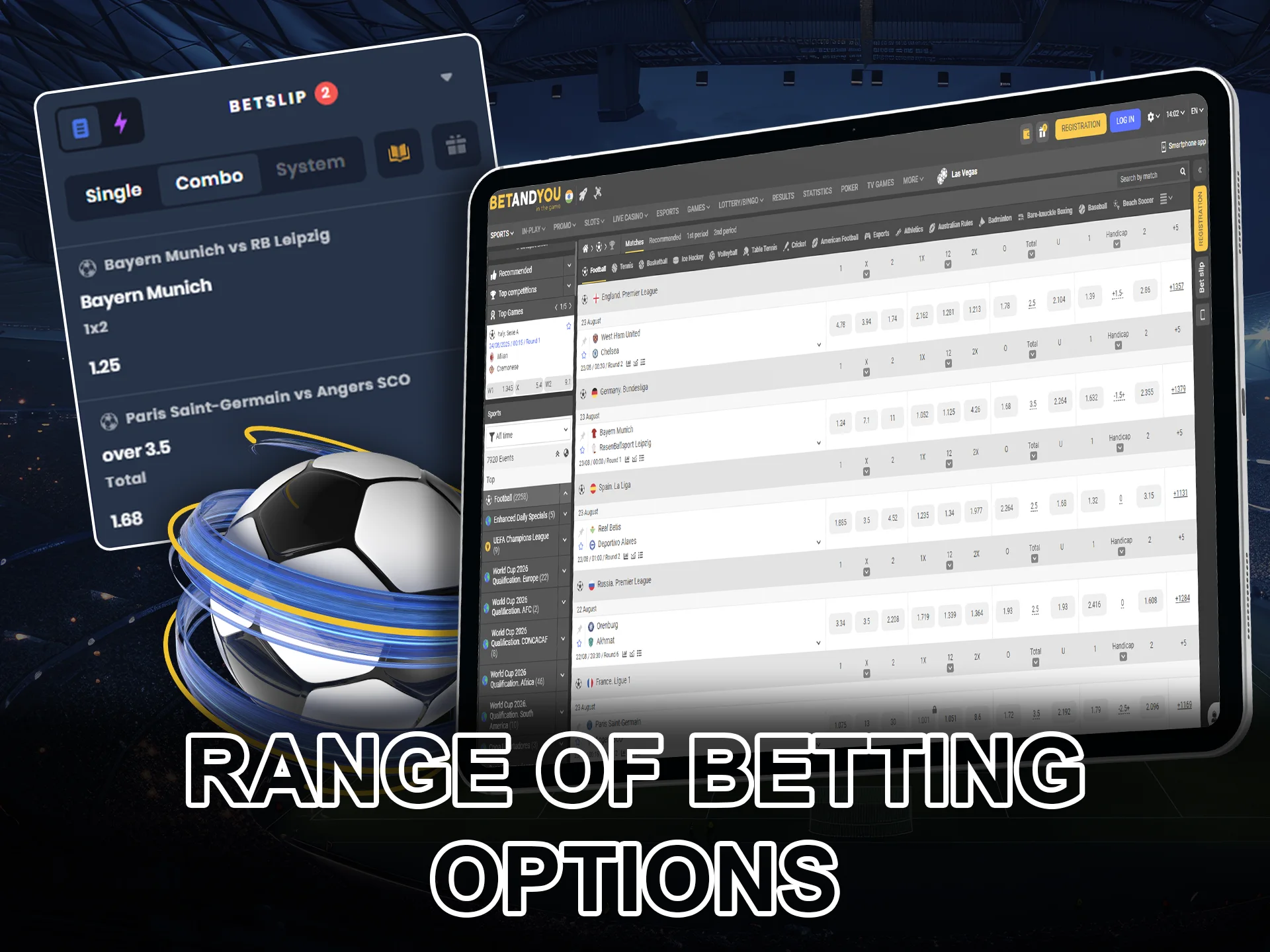 A football betting site should offer a variety of available betting options.