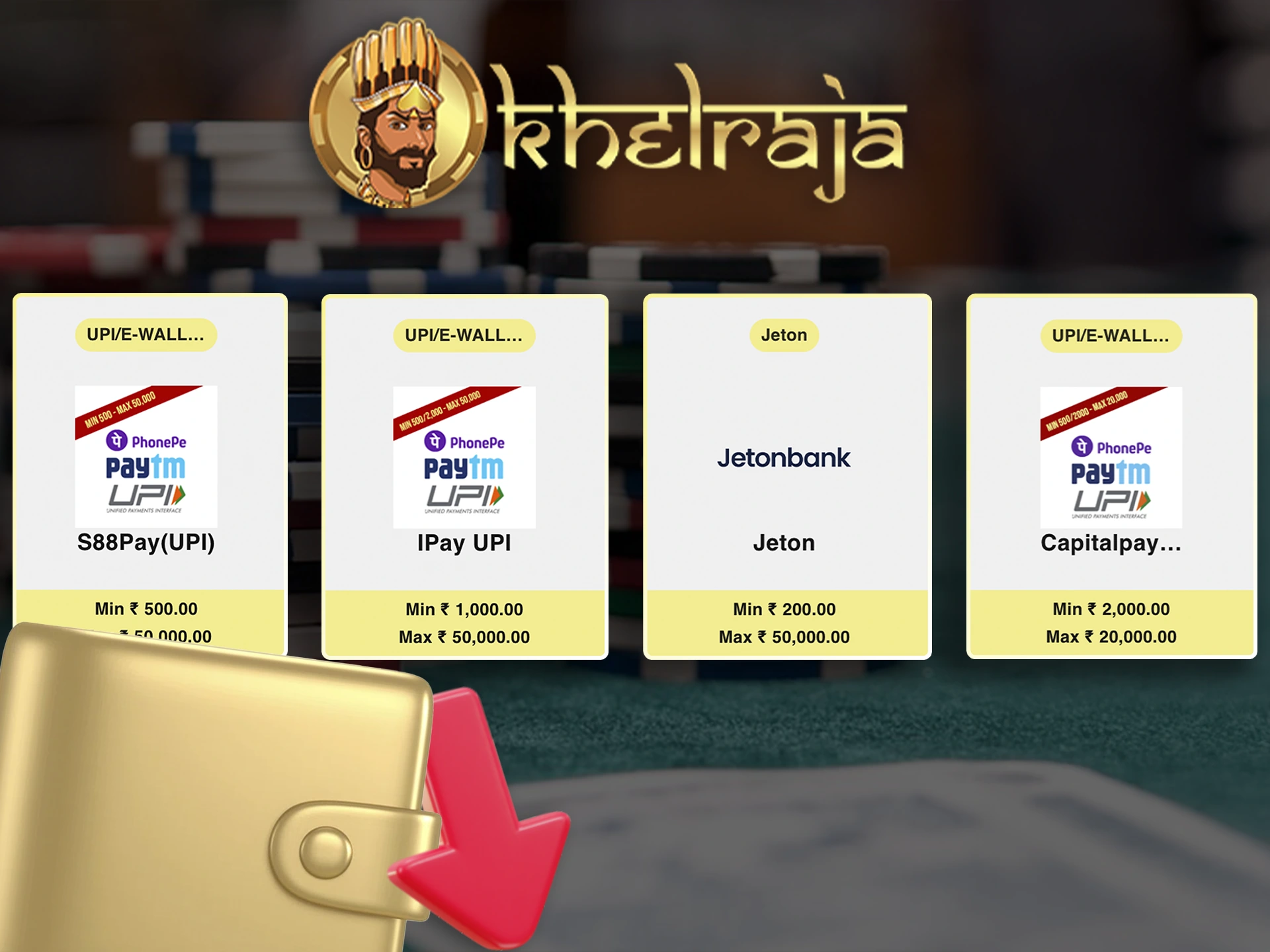 Find out about the minimum deposit for each method at Khelraja.