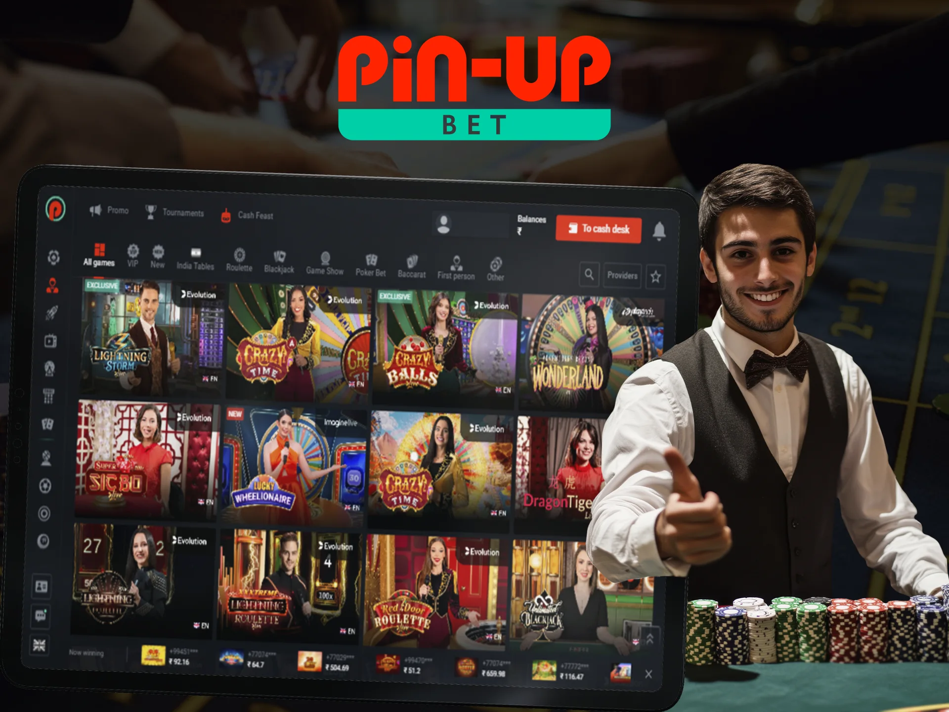 Play and win in the Pin Up live casino section.