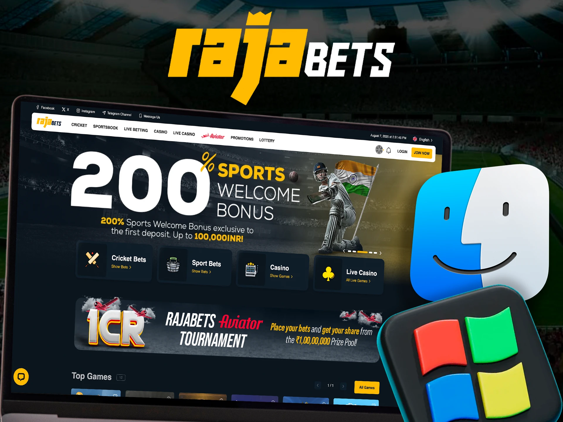 Get quick access to betting with the Rajabets PC app.