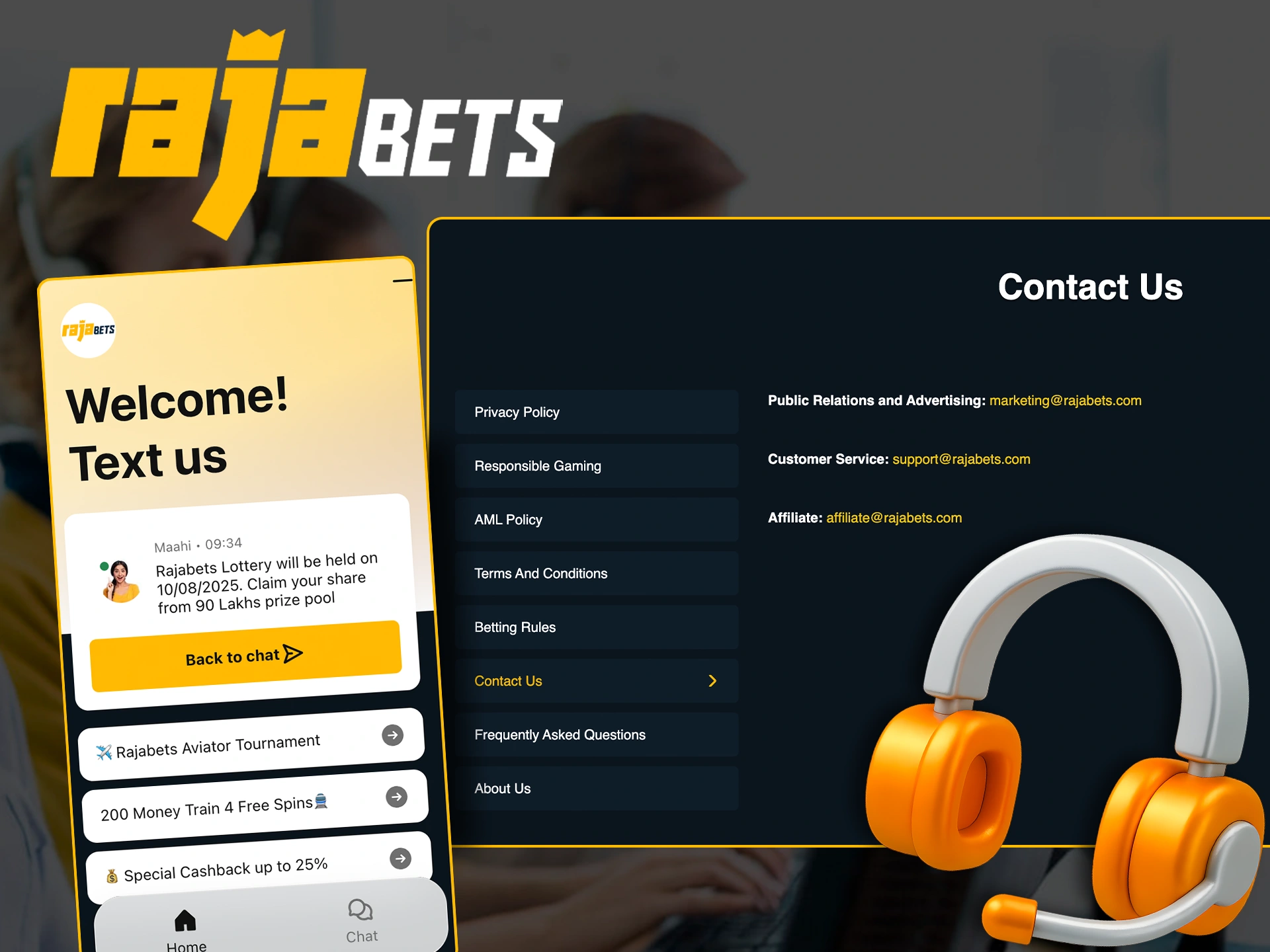 Get help from Rajabets specialists in one of the methods.