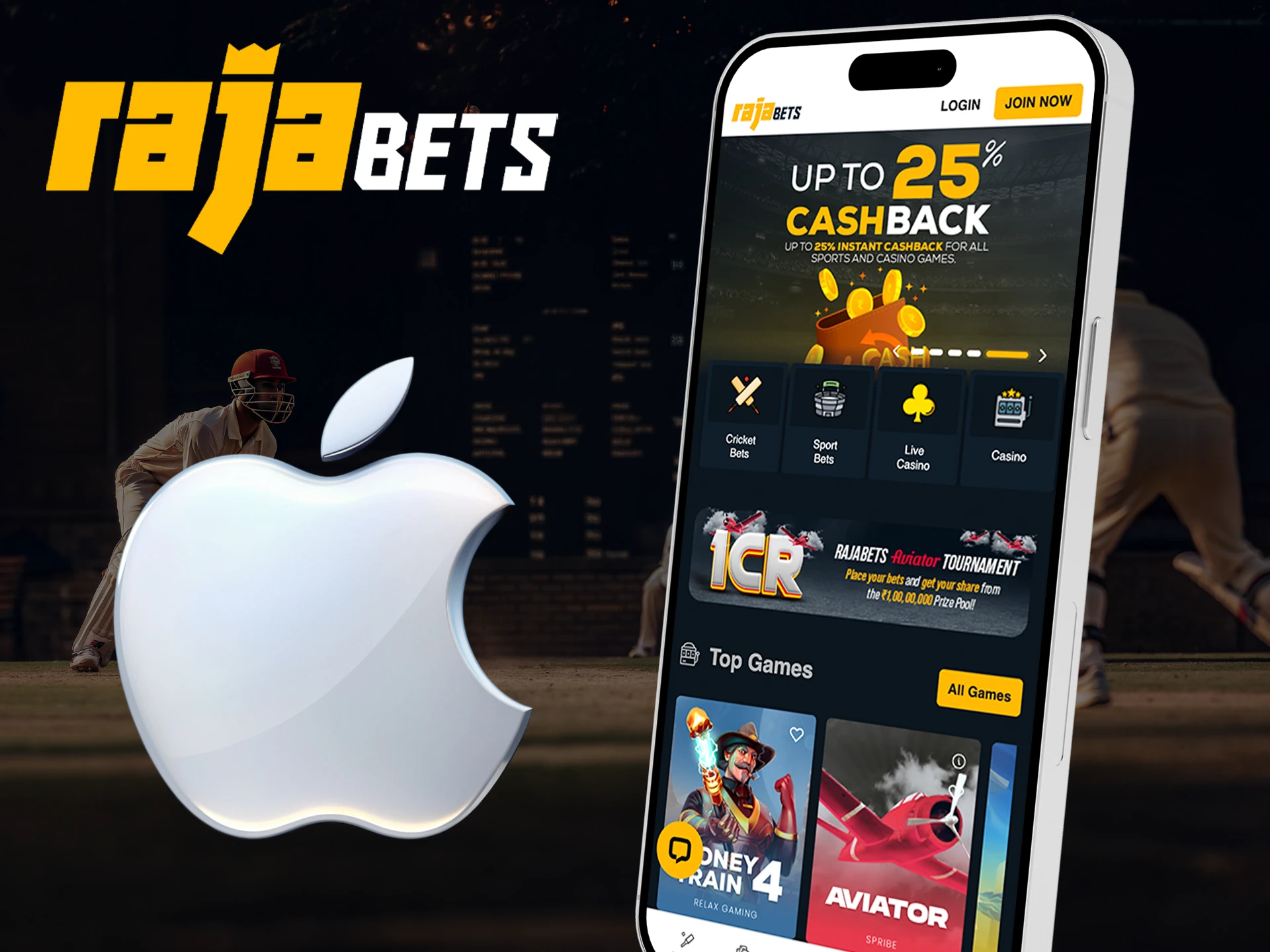 Use your iOS device to start playing in the Rajabets app.