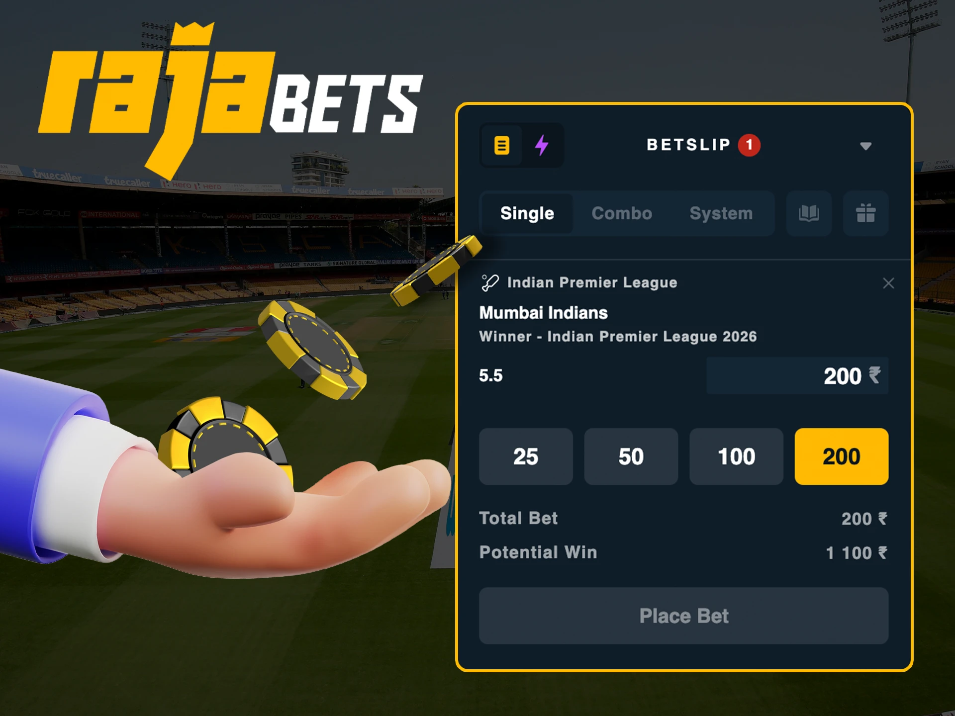 Place your winning bet now at Rajabets.