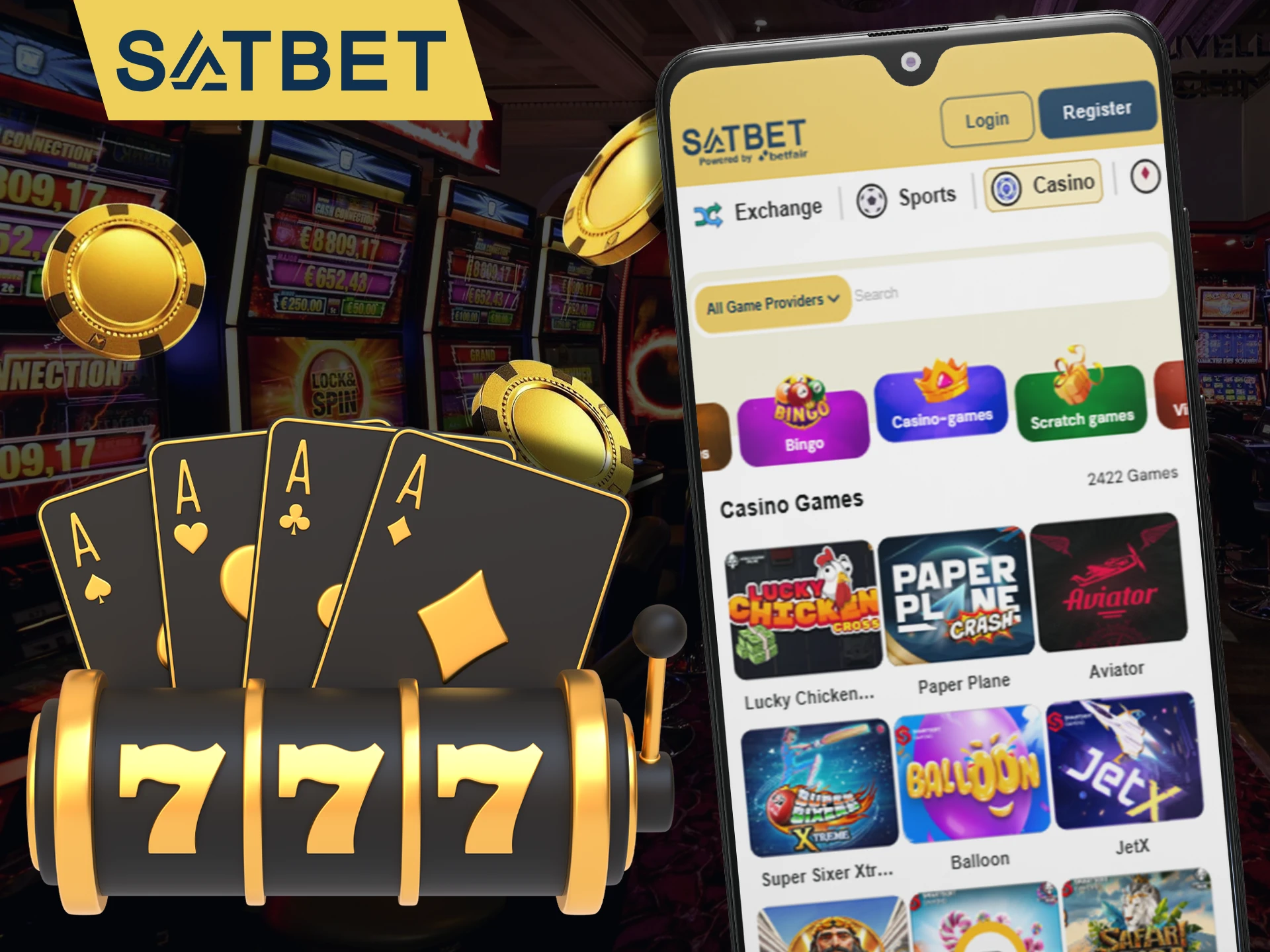 Try your luck in casino betting at Satbet.