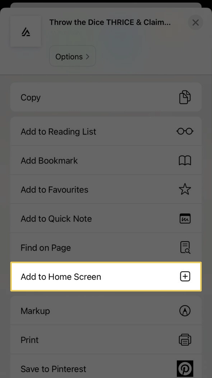 Add the Satbet app to your smartphone's home screen.