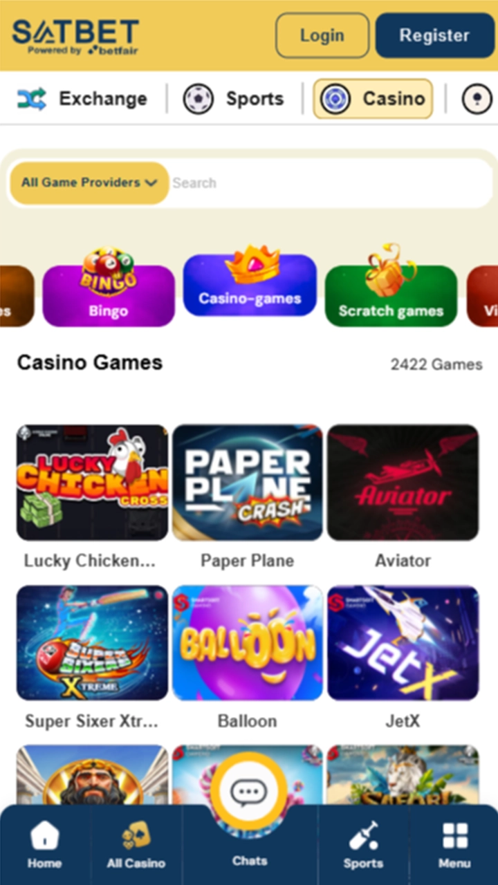 Play the most popular casino games on the Satbet app.