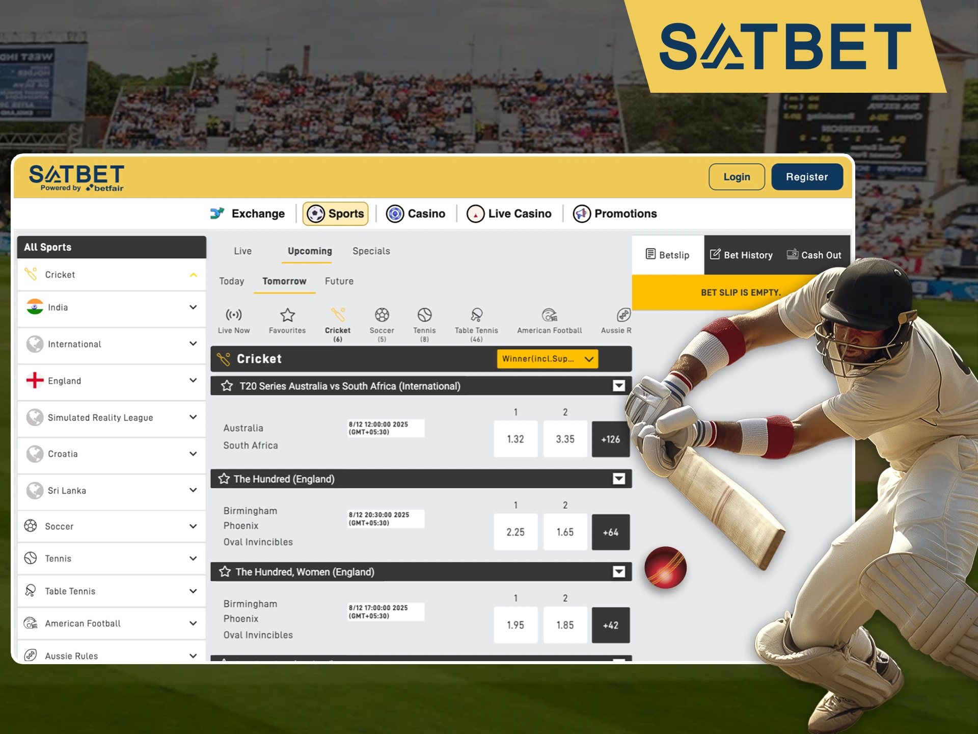 Multiply your bets by making the right choice on cricket at Satbet.