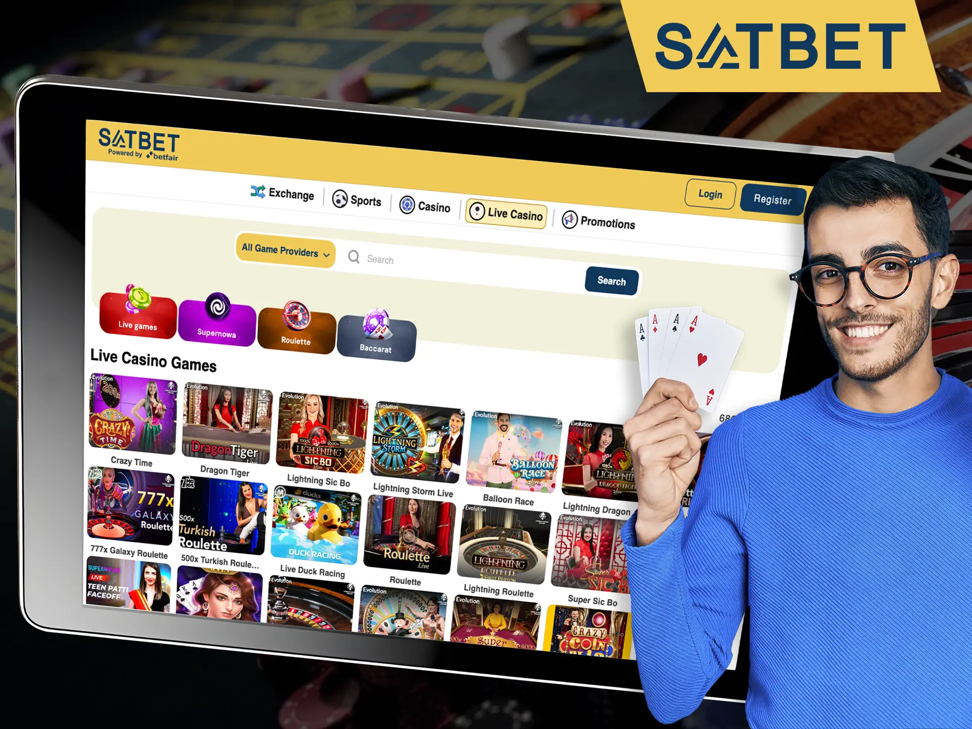 Dive into the world of betting in the live cousin section at Satbet.
