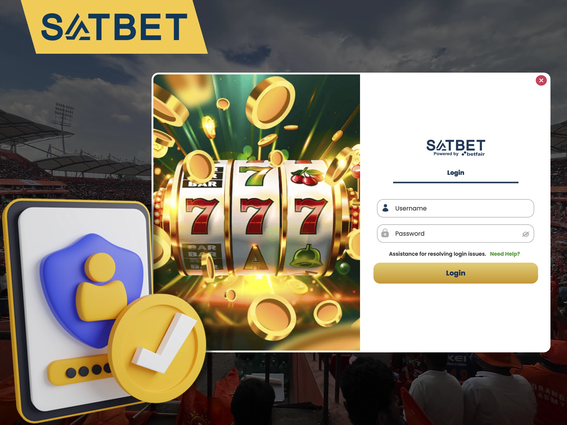 Use your personal account to start betting at Satbet.