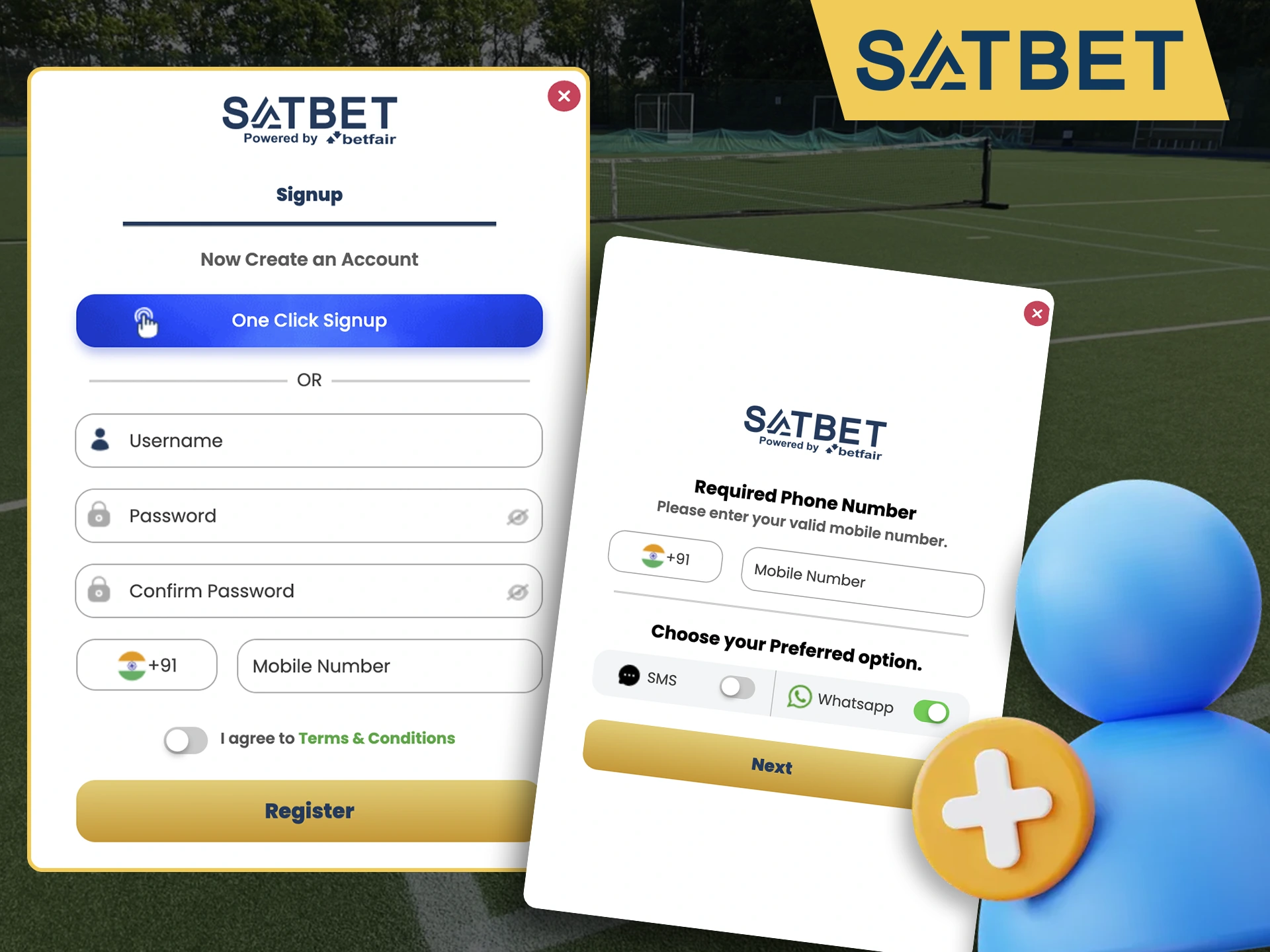 Before you start placing bets and playing in the casino, register with Satbet.