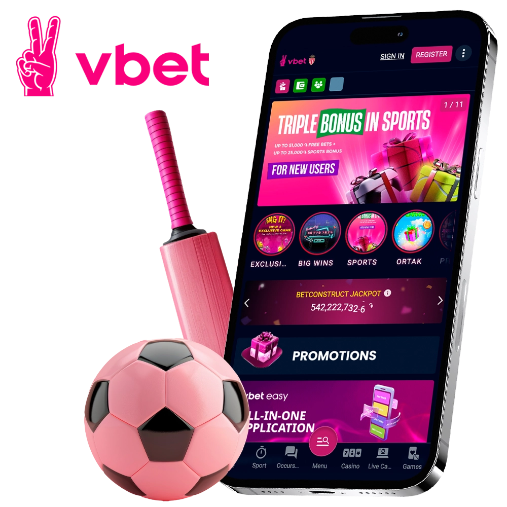 Place winning bets on casino and sports in the Vbet app.