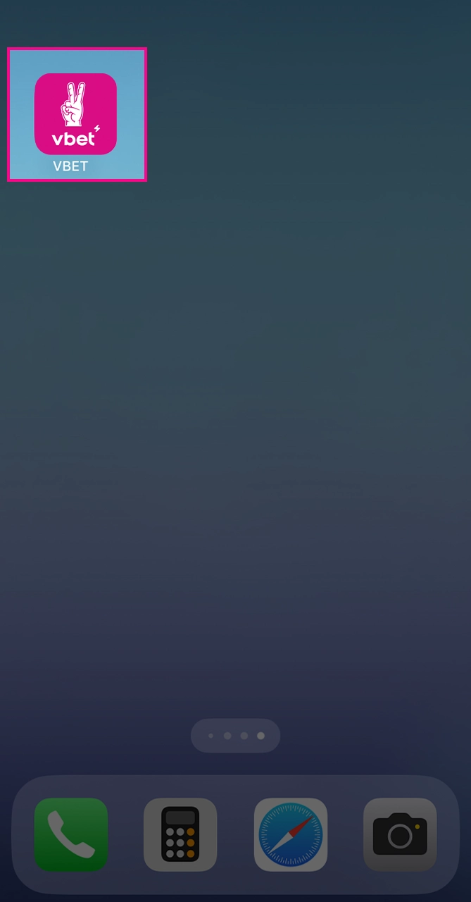 Open and create an account in the Vbet app on the home screen.