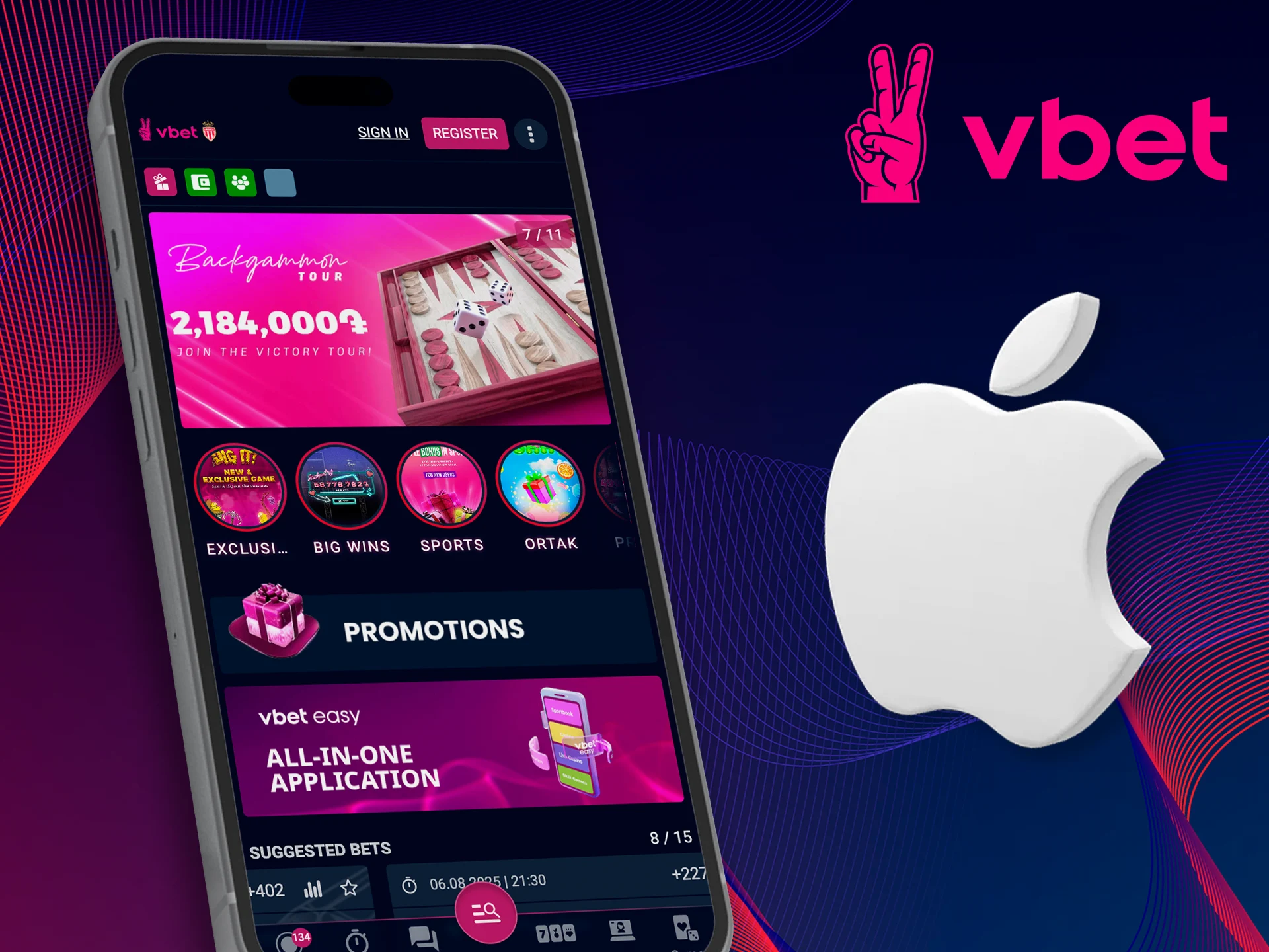 Use iOS devices to install the Vbet app.