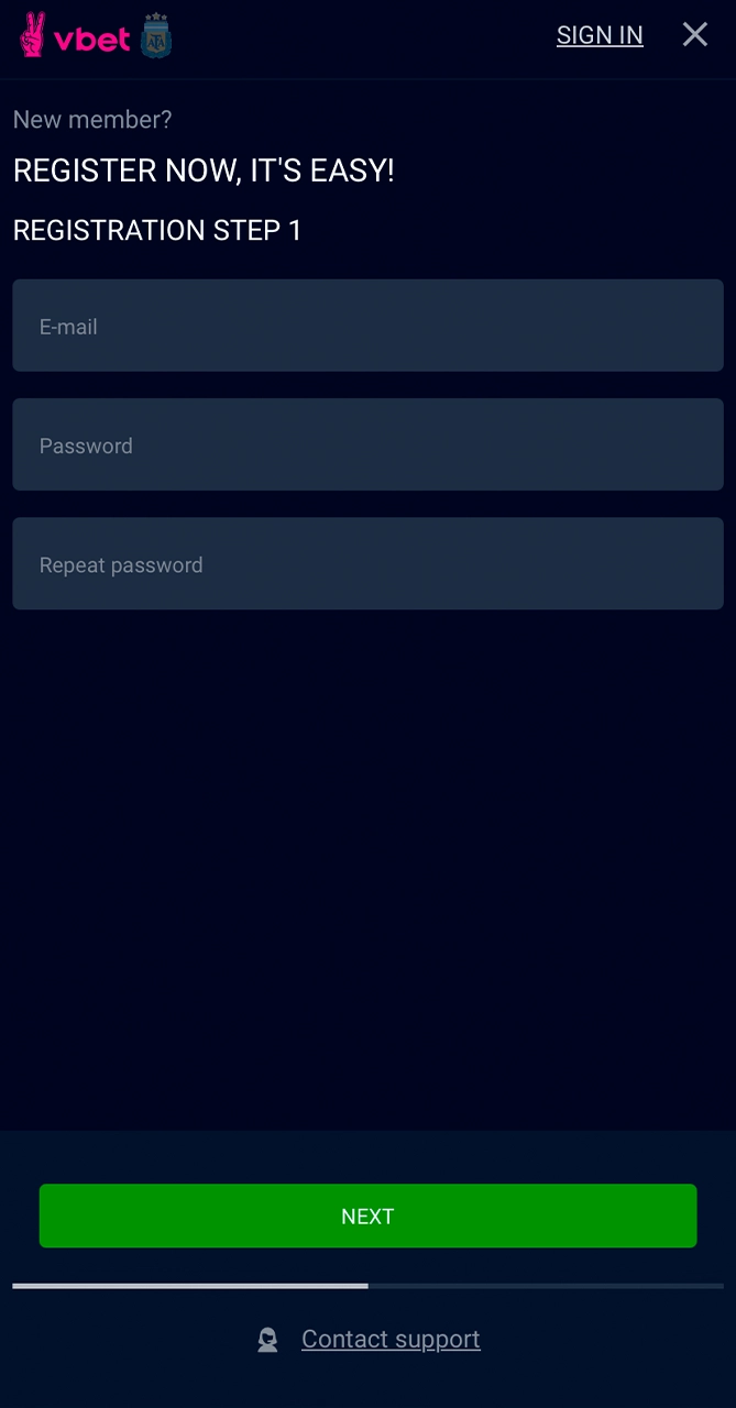 Complete all the registration steps to start betting on Vbet.