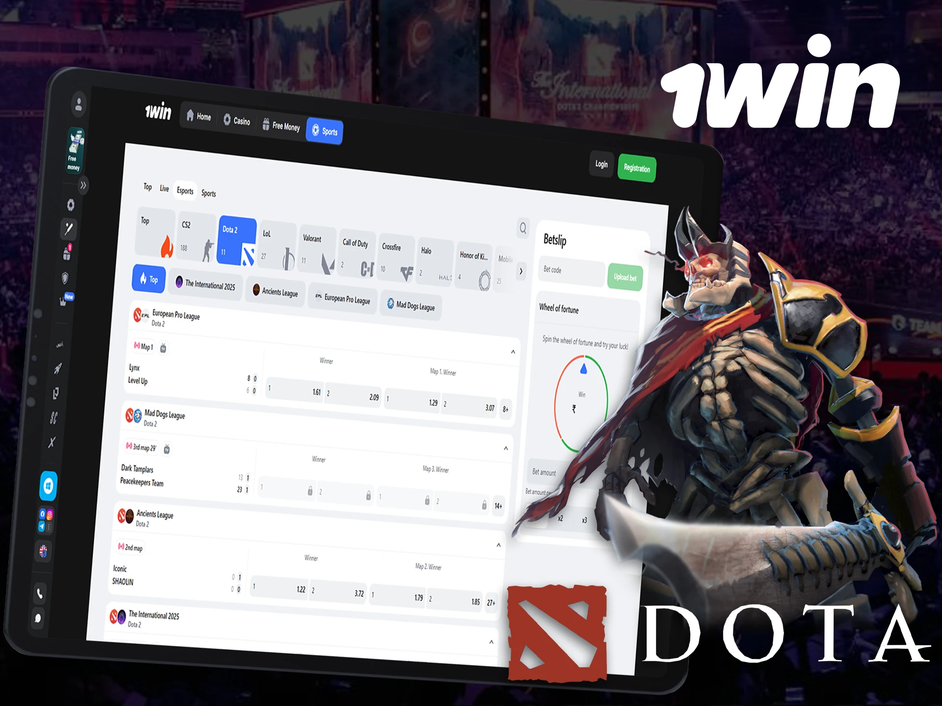 1Win gives fans the opportunity to follow and bet on popular Dota 2 tournaments.