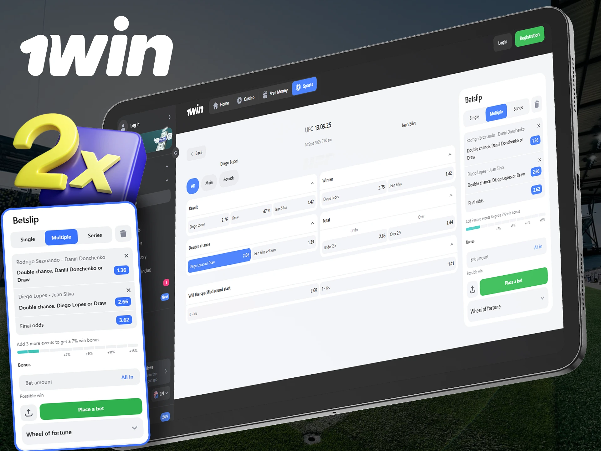 On the 1Win website Double Chance bets allow you to bet on two out of three possible results of a game.