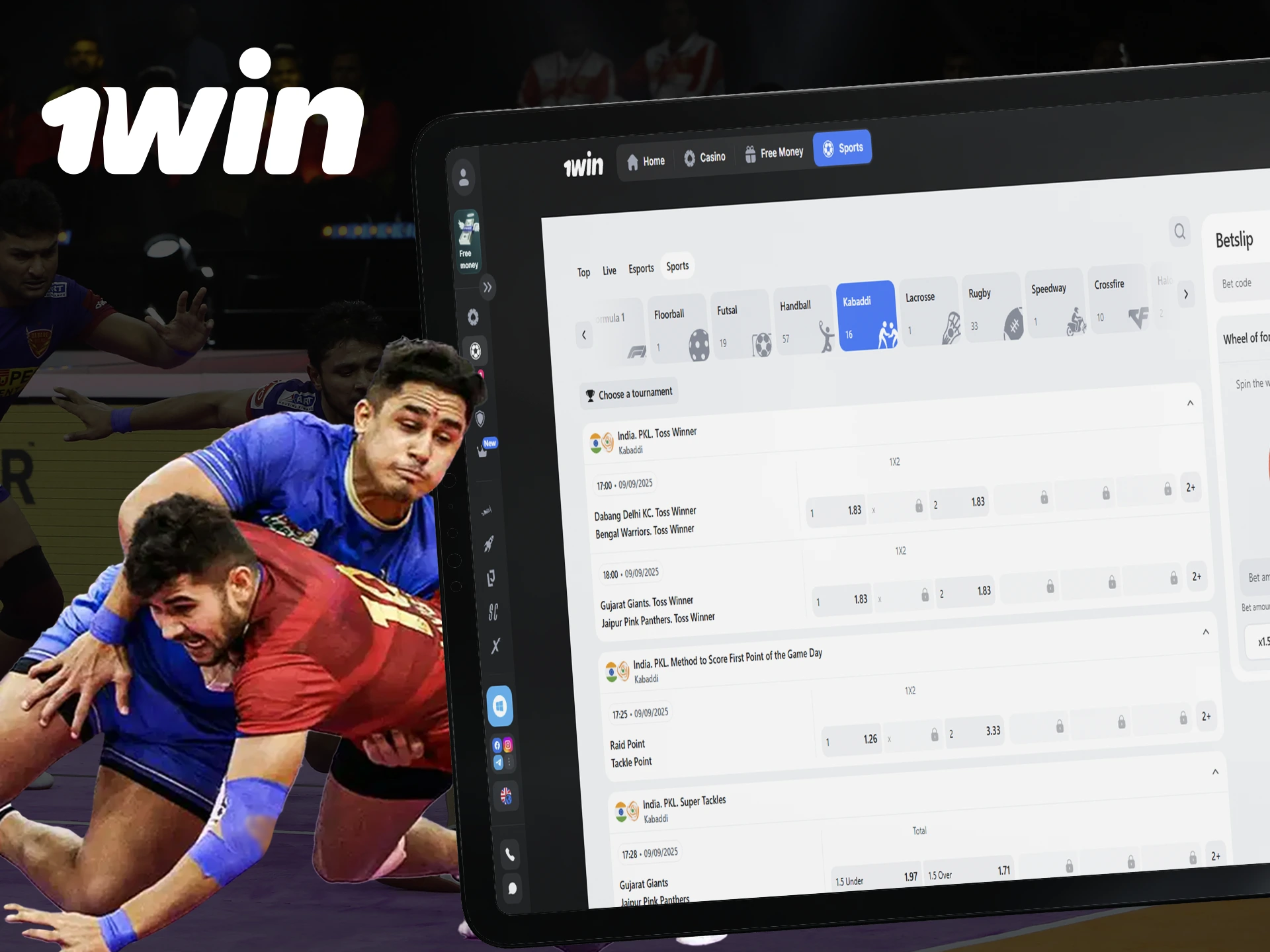 1Win gives you the opportunity to bet on major tournaments such as the Pro Kabaddi League.