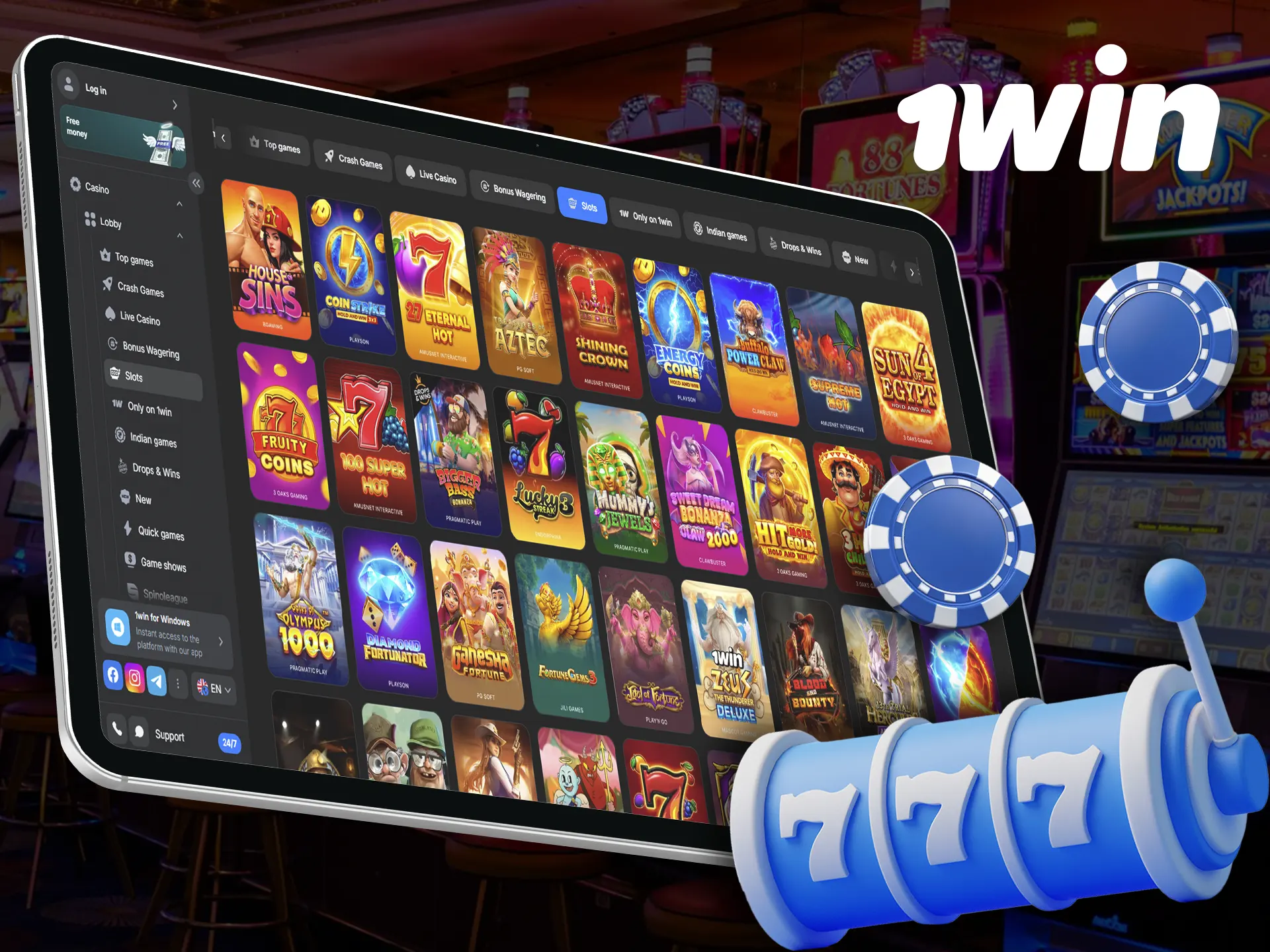 Players can enjoy a great selection of slot machines at 1Win Casino.