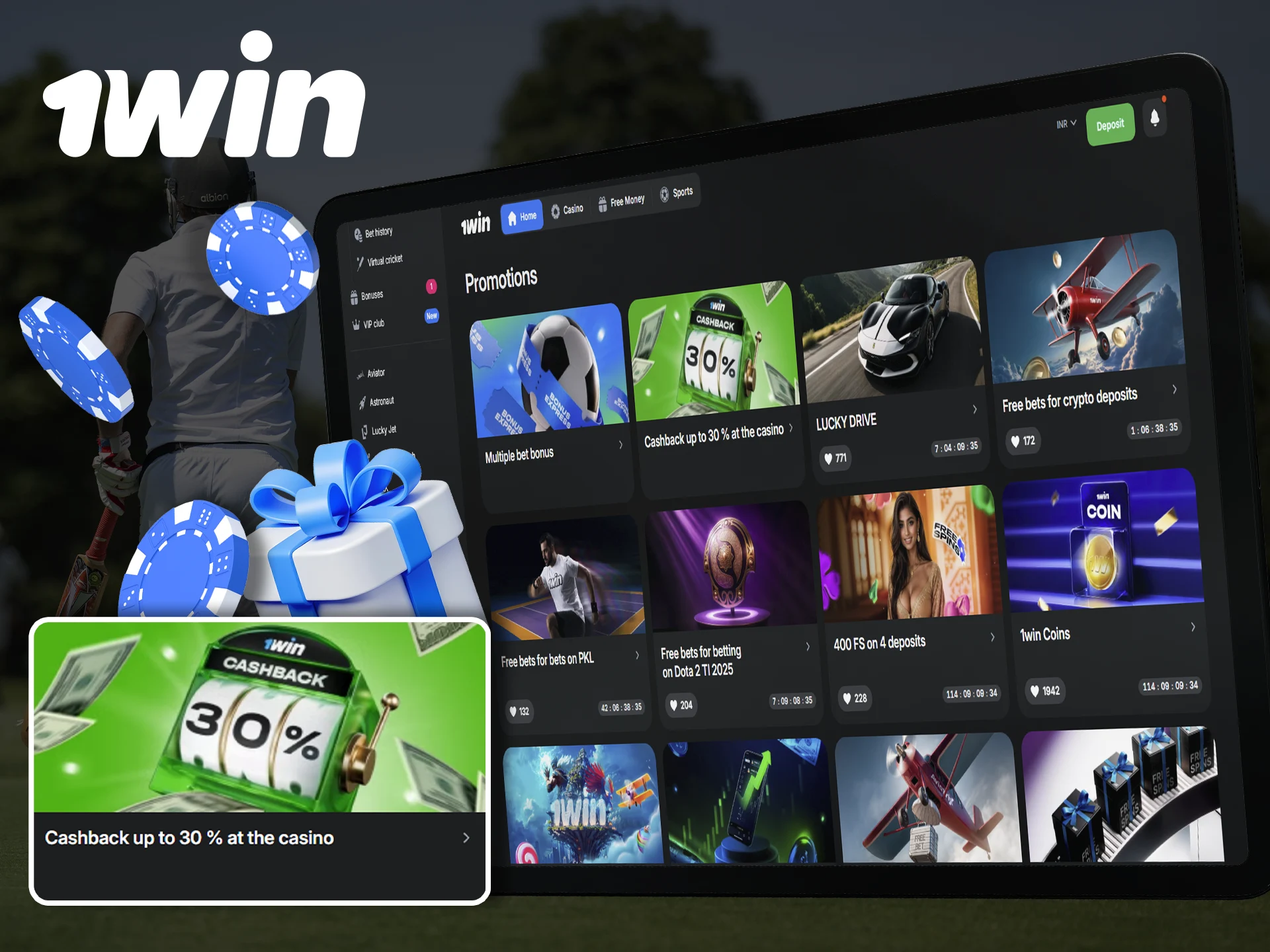 1Win offers a special bonus for sports and casino.