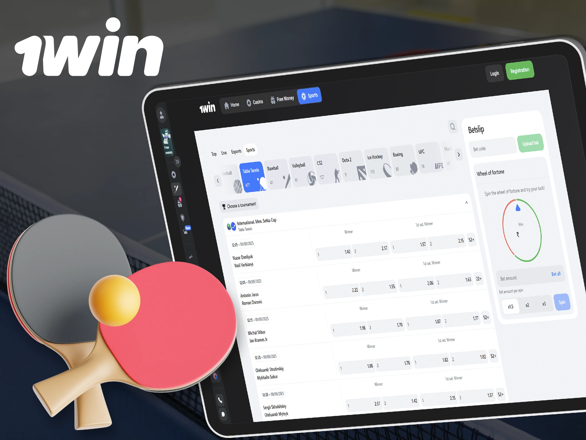 Table tennis is one of the fastest growing sports and you can bet on it at 1Win.