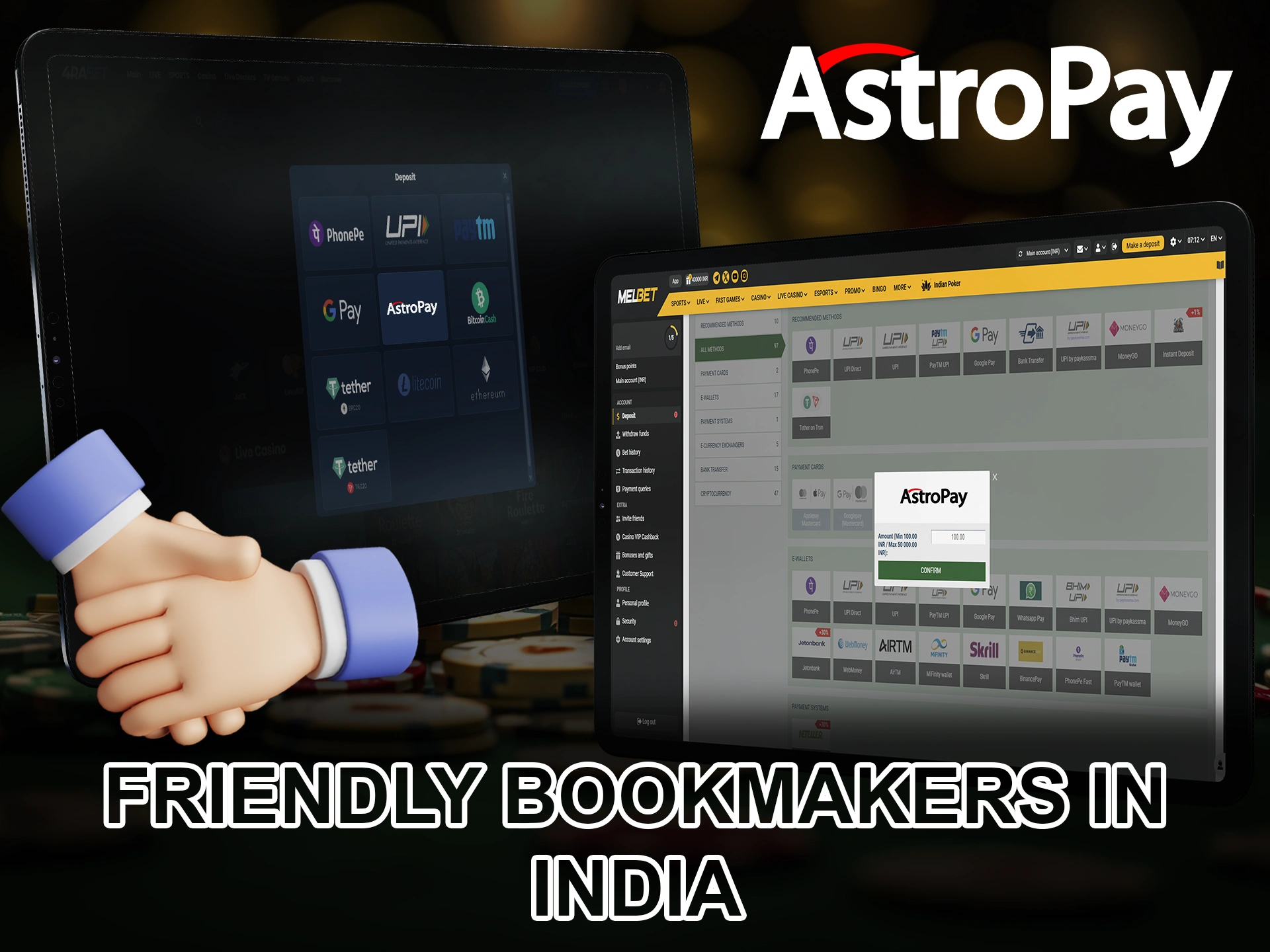 Find your favorite bookmaker with AstroPay payment system.