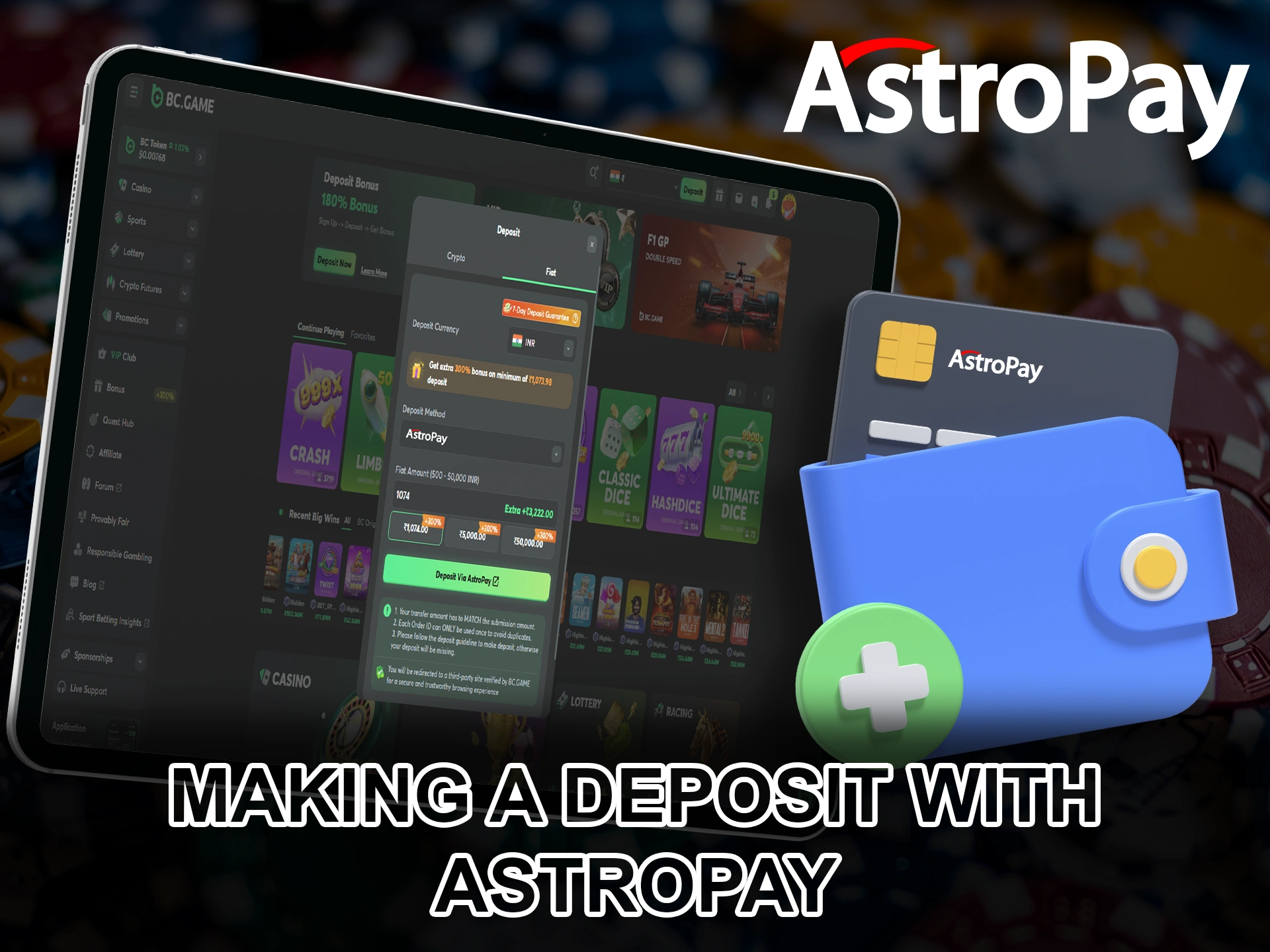 Get a quick top-up of your chosen bookmaker account with AstroPay.