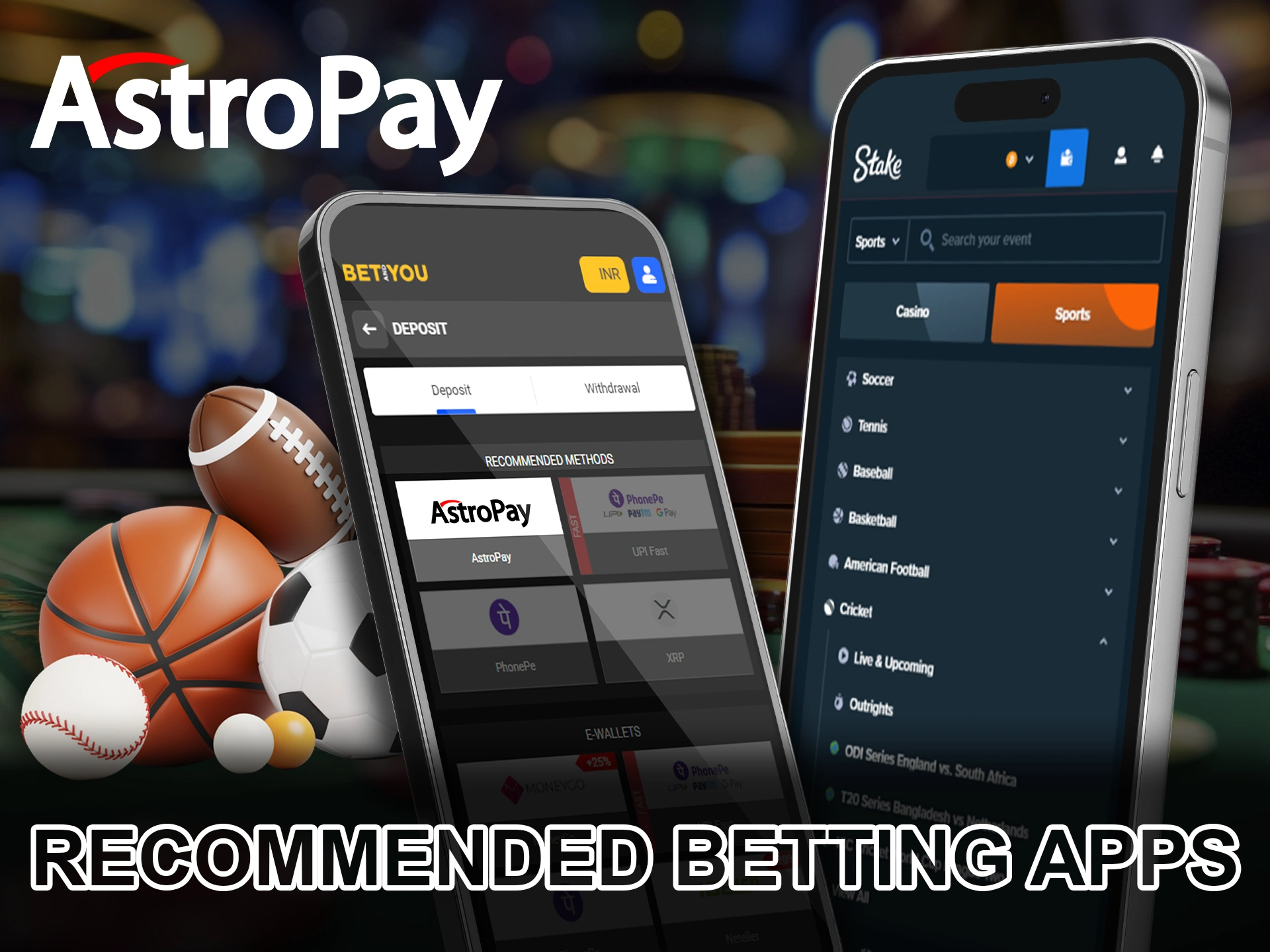 Win by betting in the app using AstroPay.