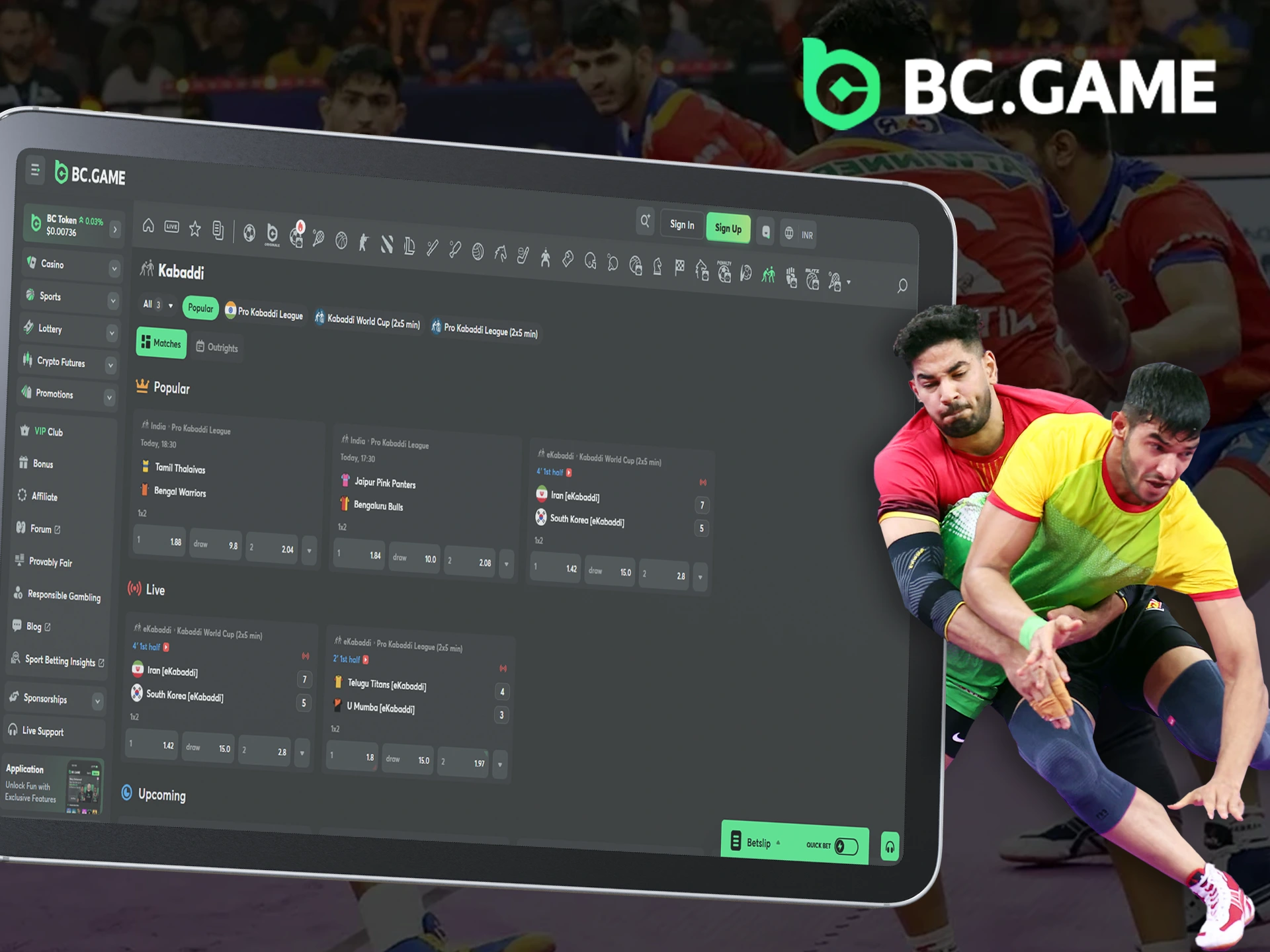 Bet on your favorite Kabaddi with BC Game.