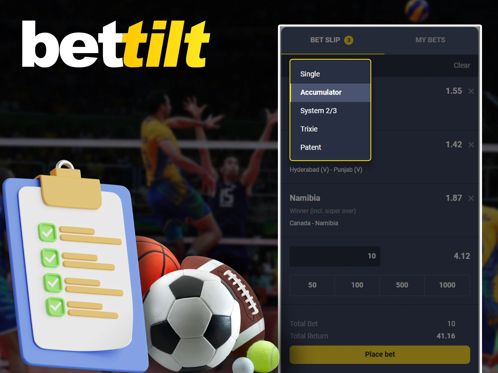 Change bet types based on your selected matches in Bettilt.