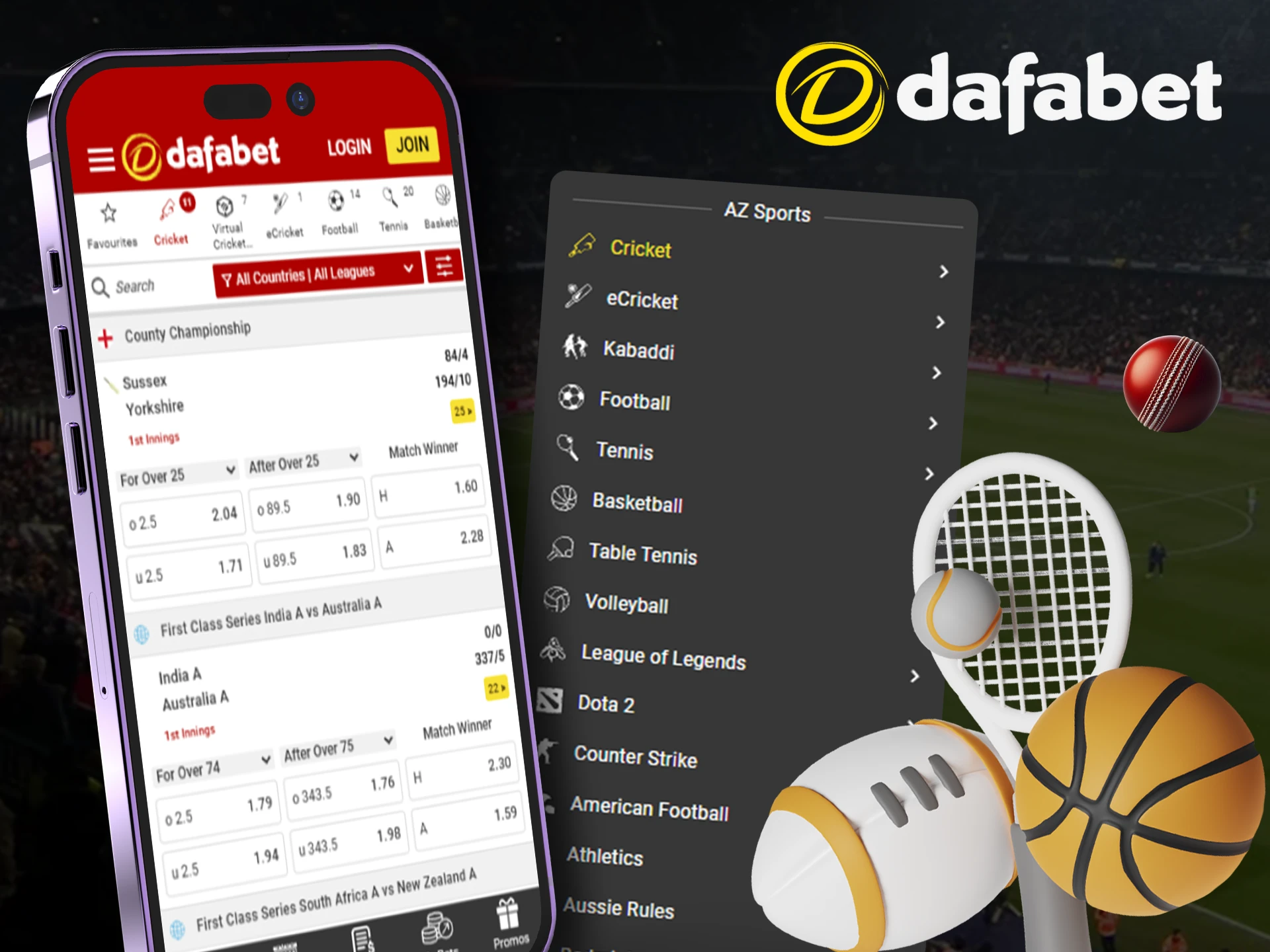 Place bets on your favorite sports in the sports section at Dafabet.