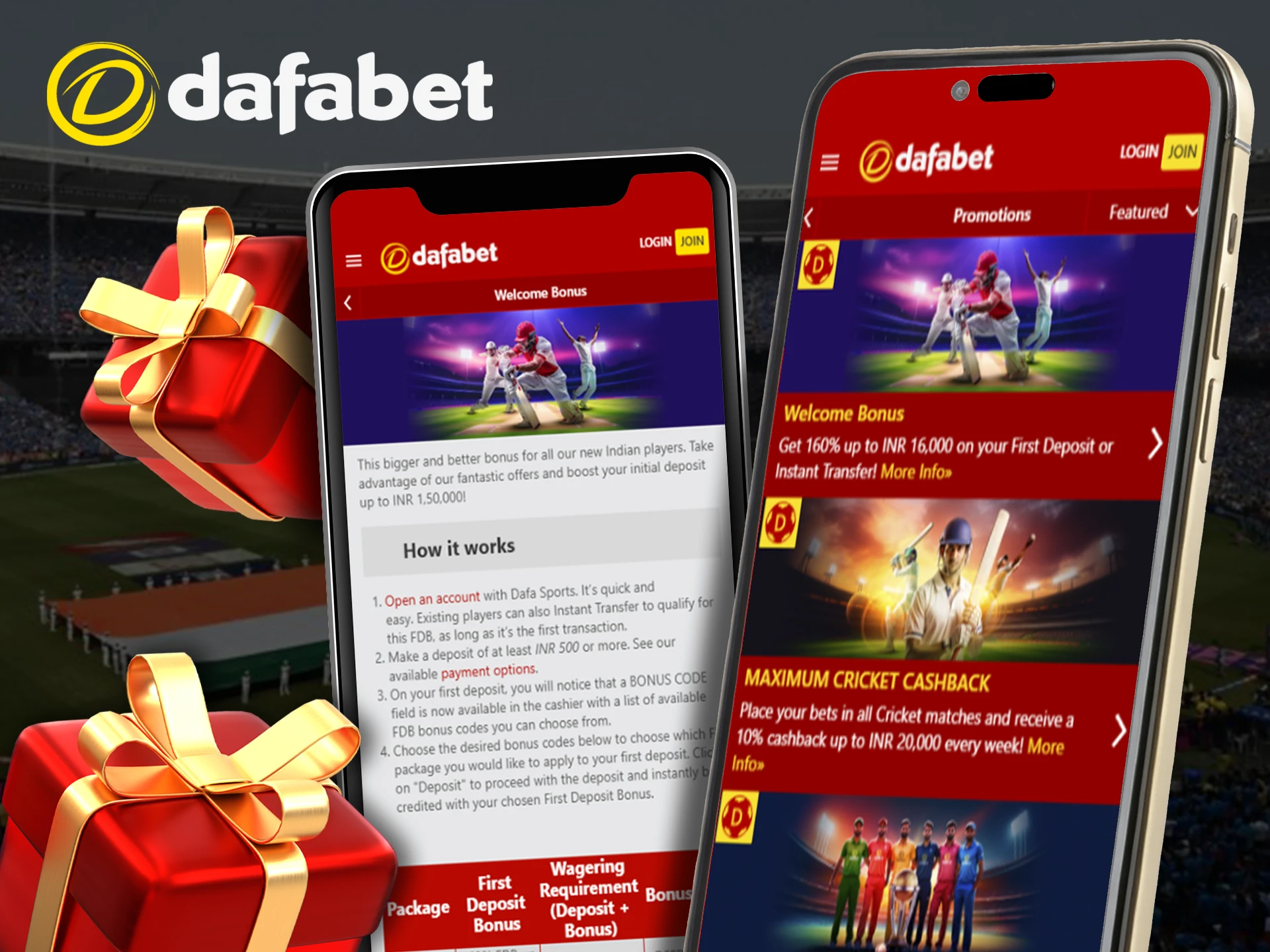 Get welcome bonuses from Dafabet for new users.