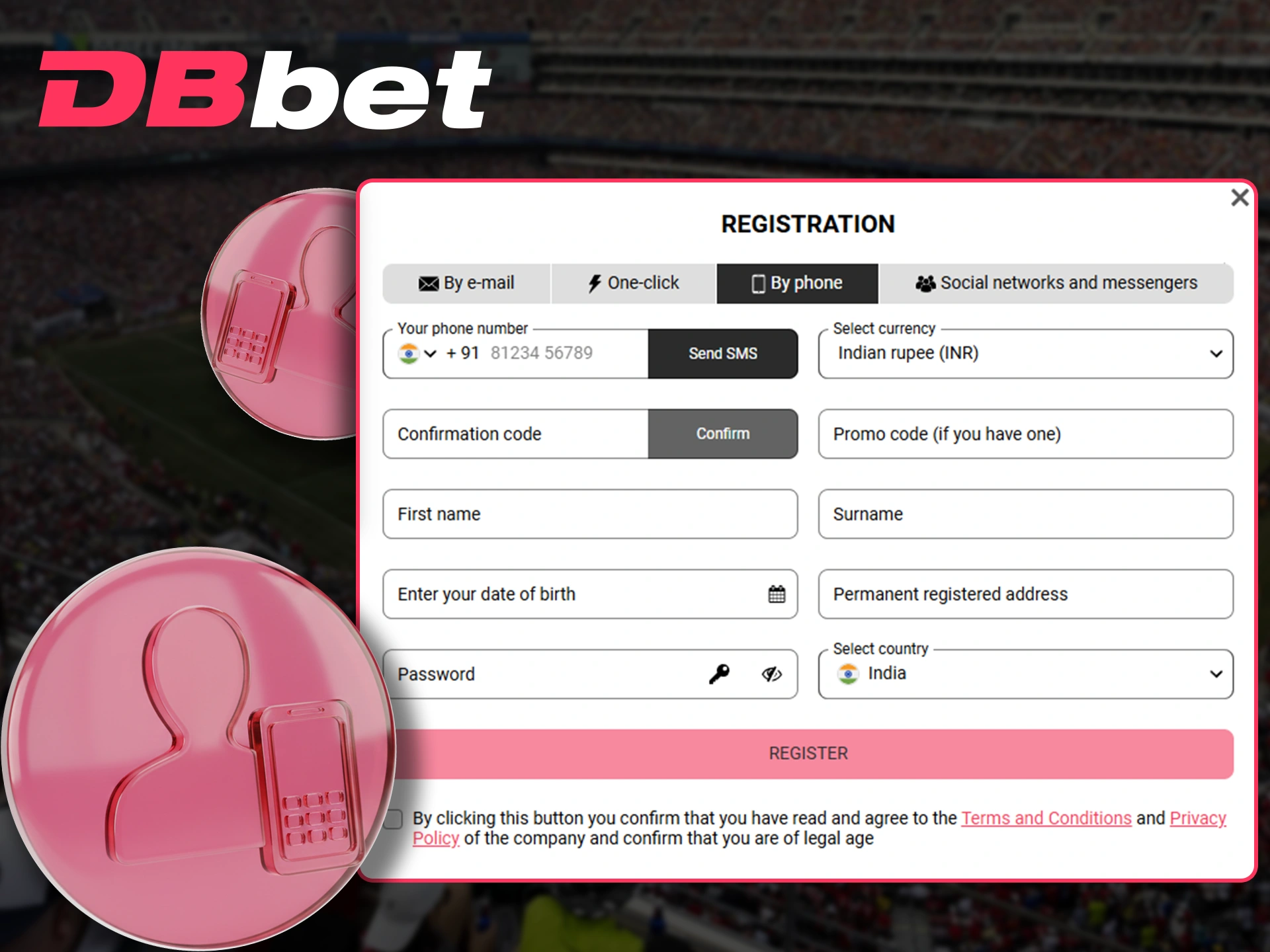 Complete quick registration using your DBbet mobile number.
