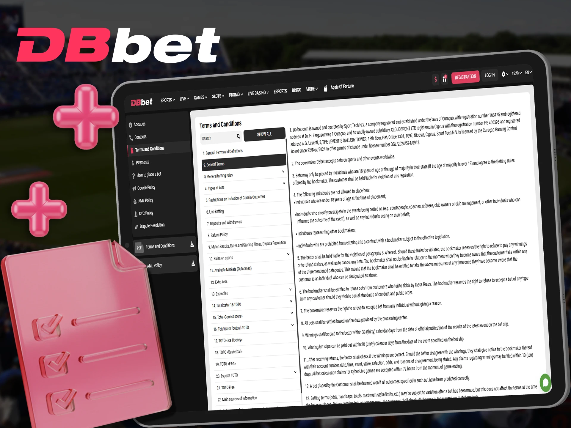 Check out the registration and betting requirements at DBbet.