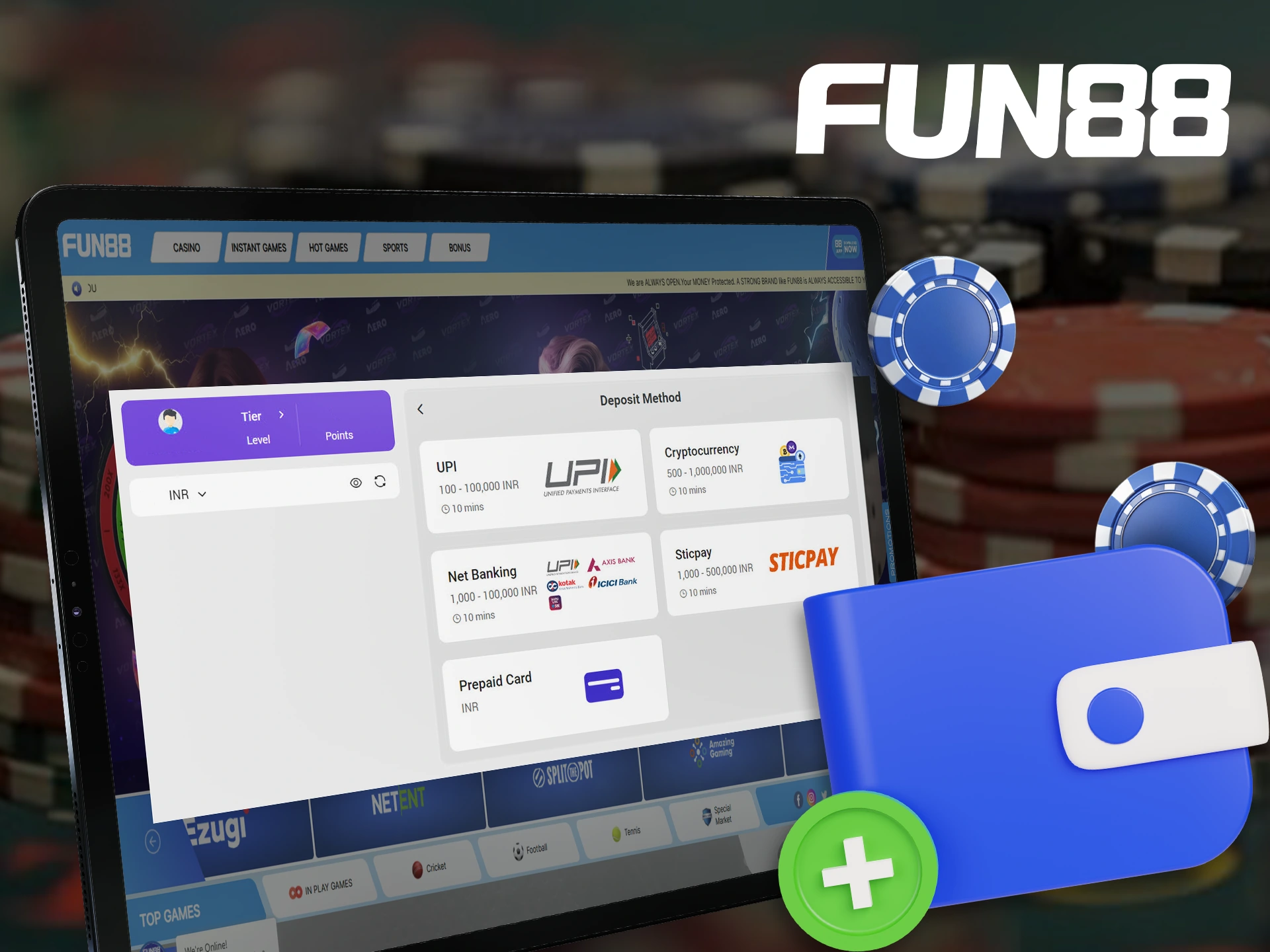 Top up your personal balance using proven methods at Fin88.