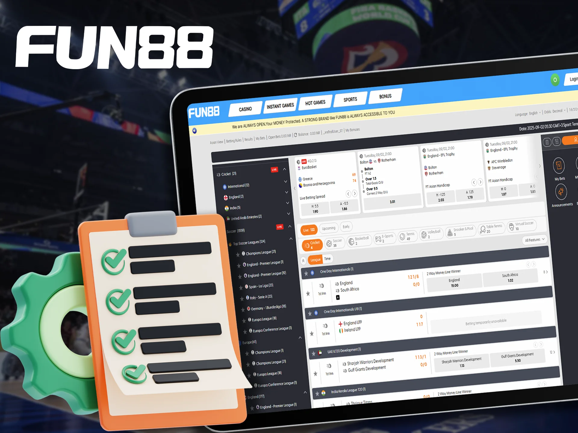 Place your bets with options for successful bets at Fun88.