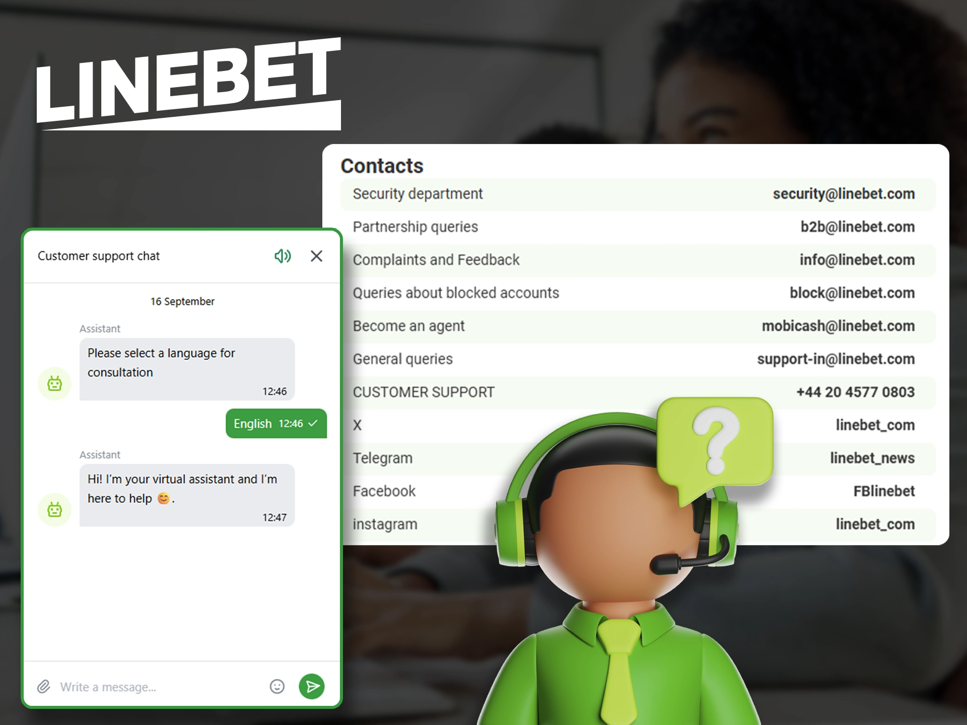 Use Linebet website support to solve any problems you may have.