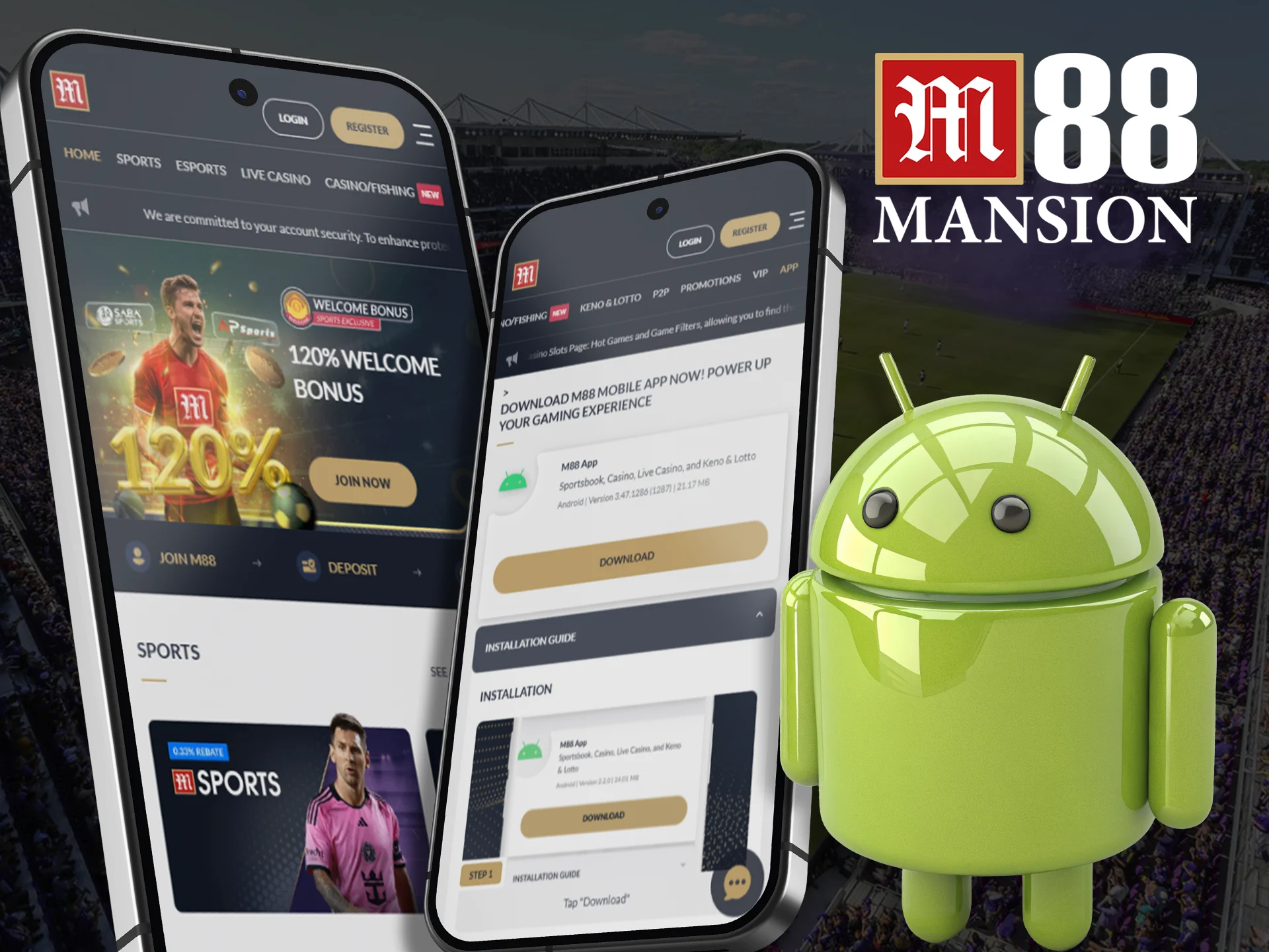 Place your bets anytime with the M88 Android app.