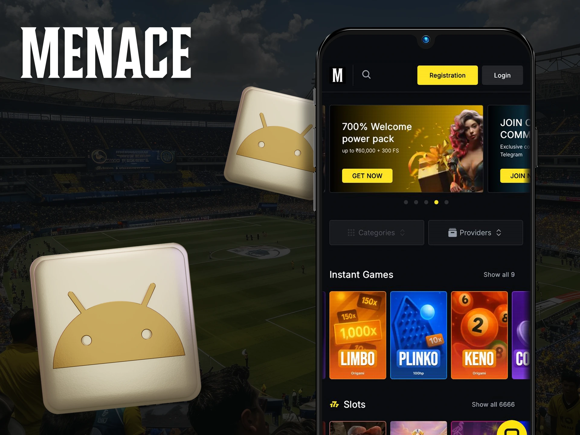 Place your bets anytime with the Menace King Android app.