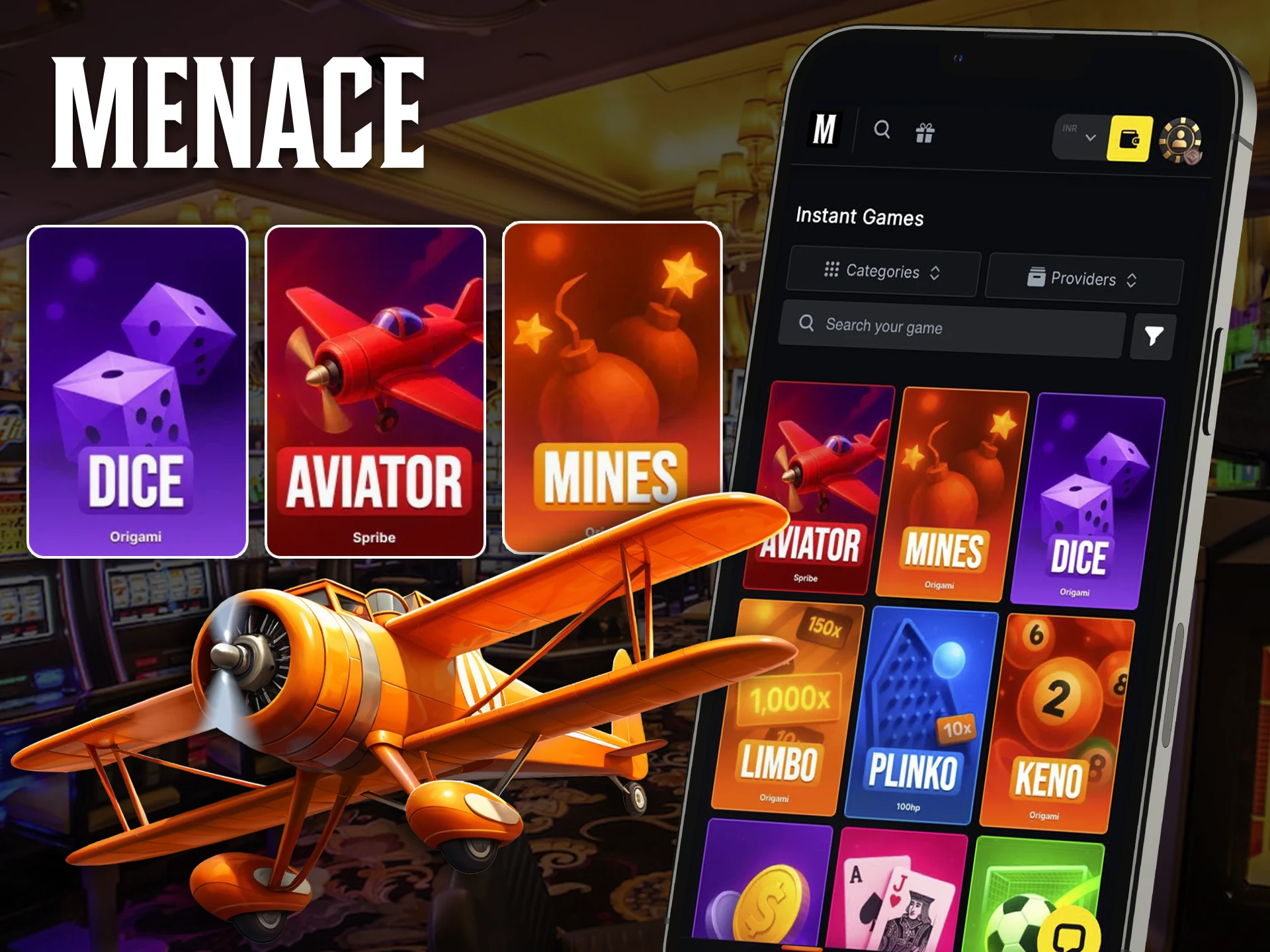 Multiply your bets in the Menace King app fast games.