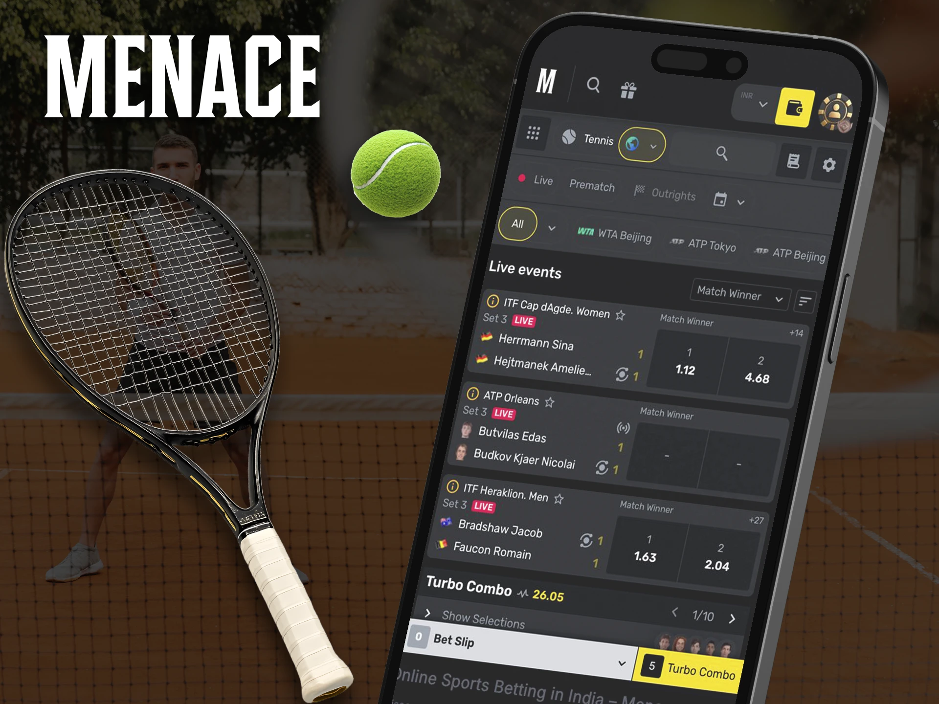 Bet on your favorite tennis player with the Menace King app.